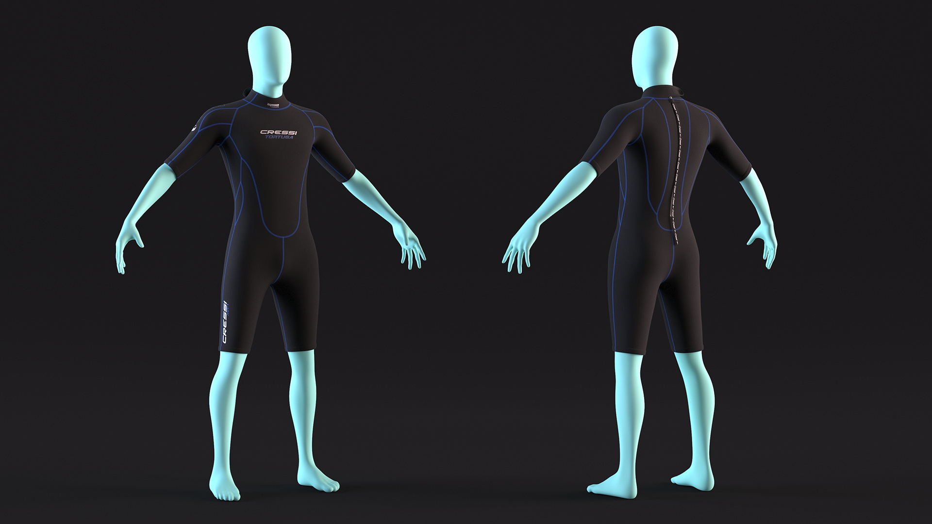 3D Man Wetsuit Cressi Shorty Version model