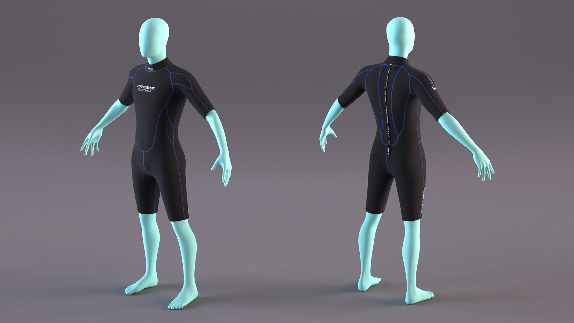 3D Man Wetsuit Cressi Shorty Version model