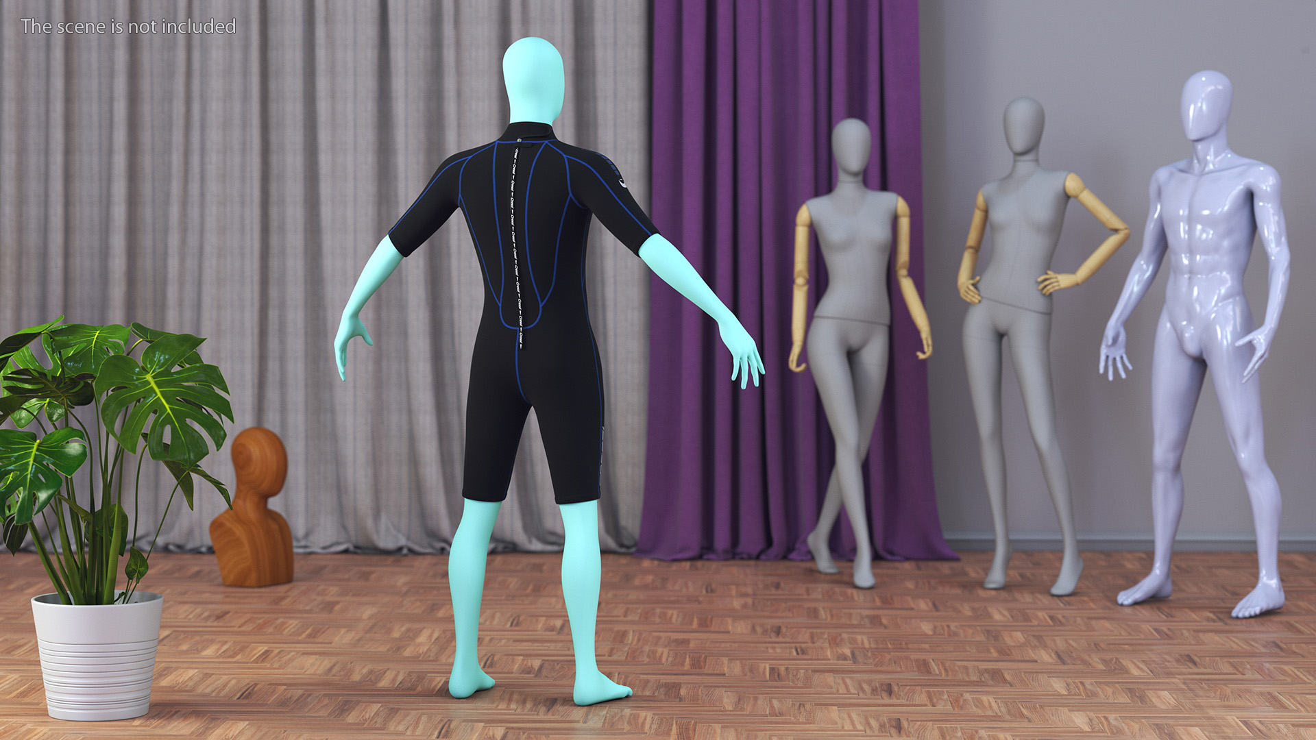 3D Man Wetsuit Cressi Shorty Version model