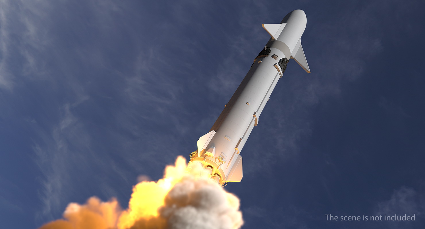 Heavy Starship With Booster 3D