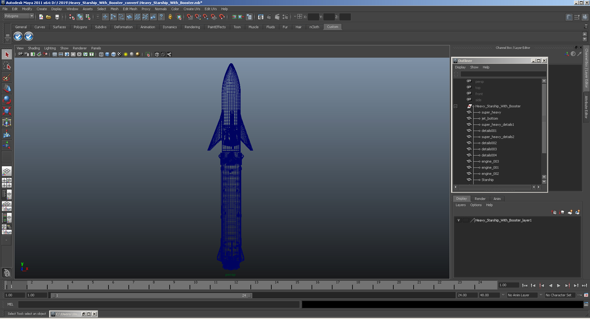 Heavy Starship With Booster 3D