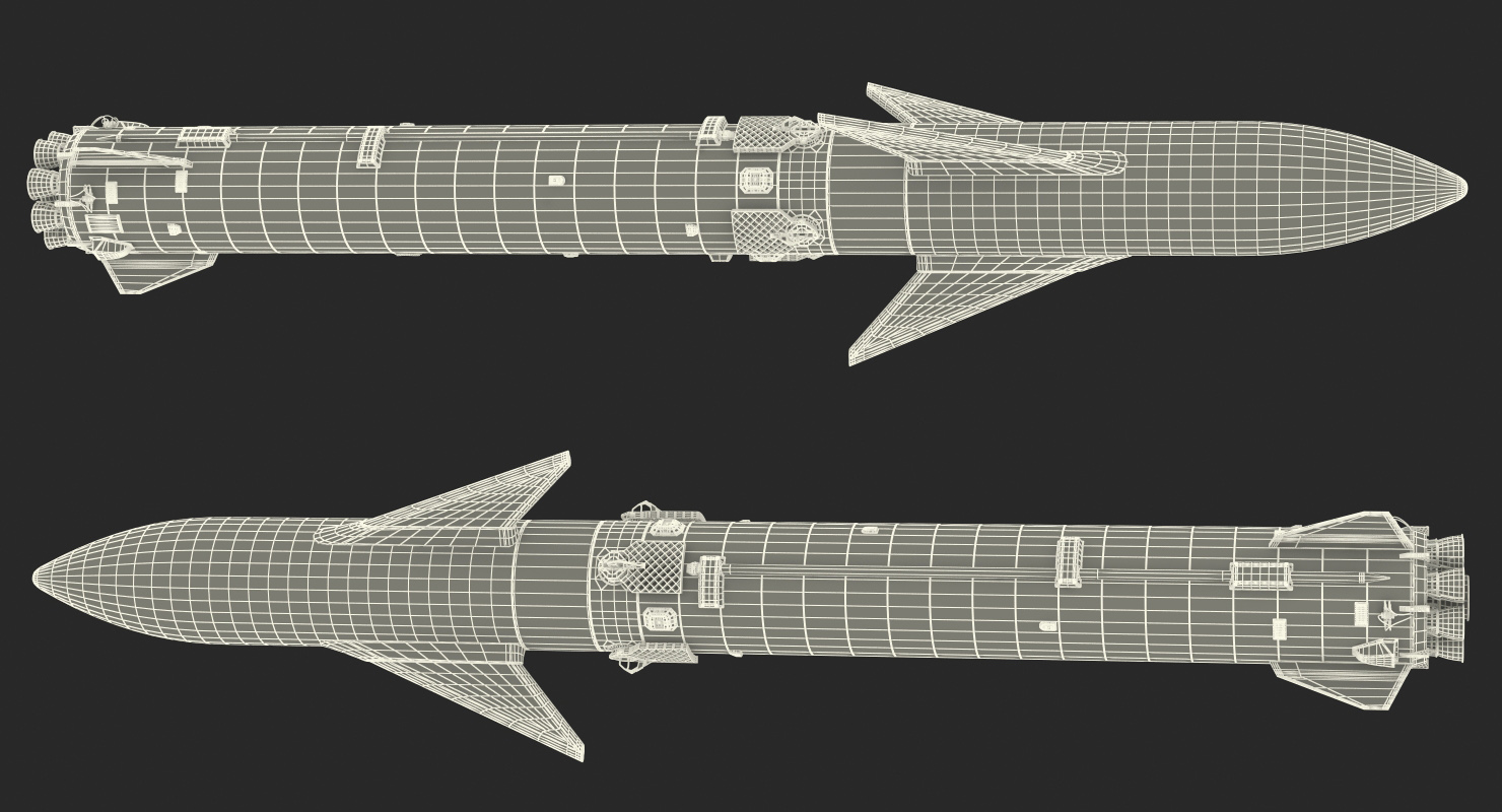 Heavy Starship With Booster 3D