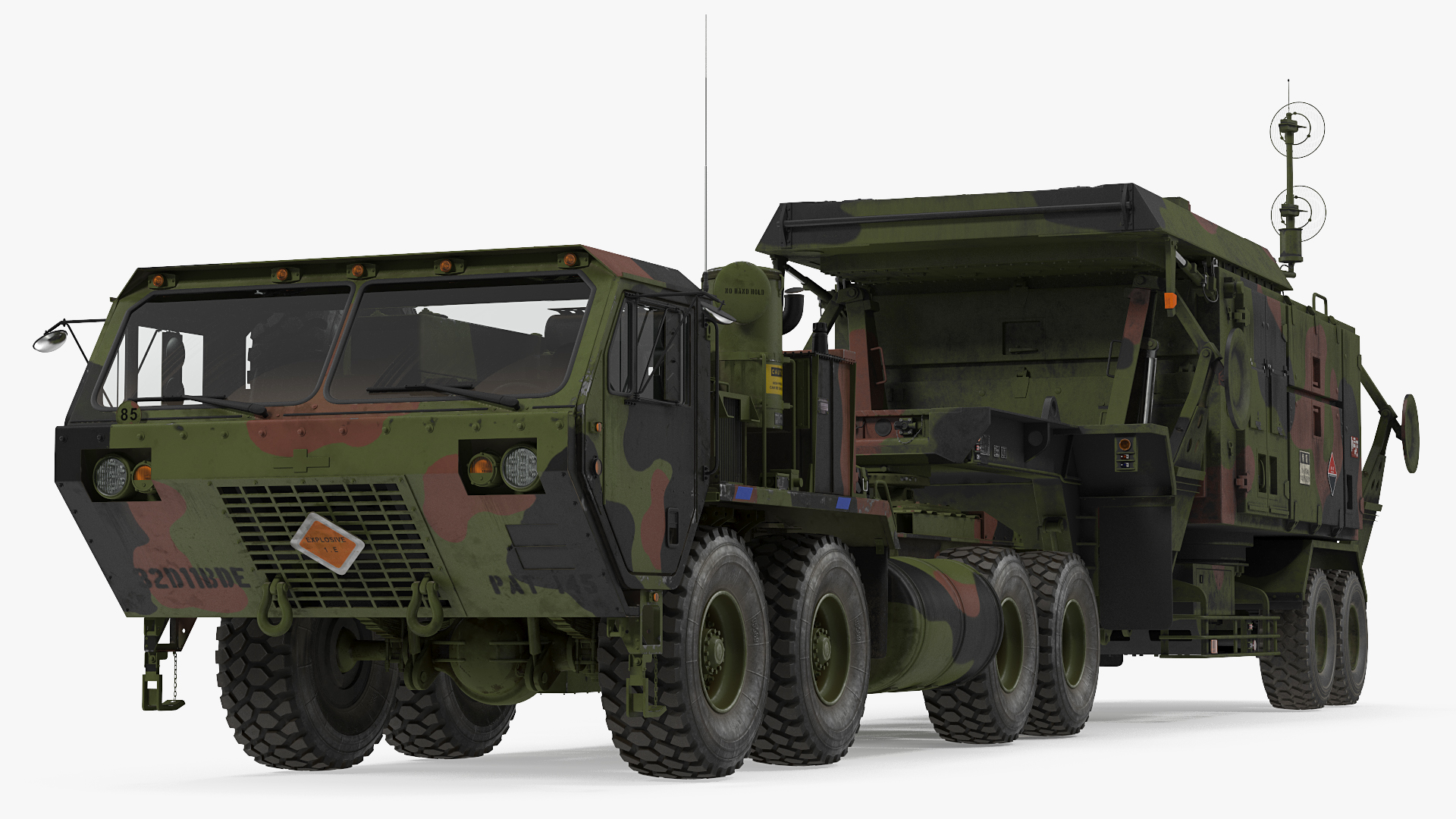 3D HEMTT M985 with AN MPQ53 Radar Camouflage Rigged model