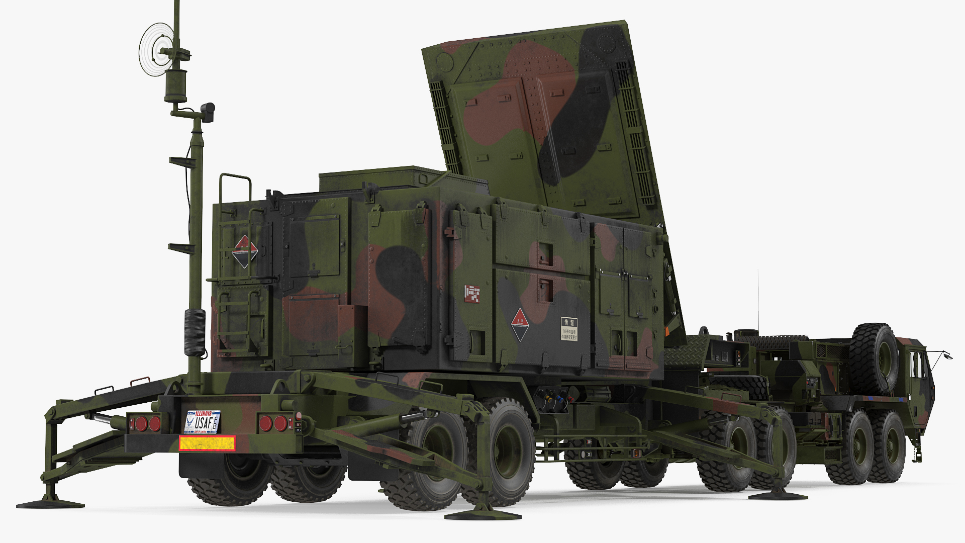 3D HEMTT M985 with AN MPQ53 Radar Camouflage Rigged model