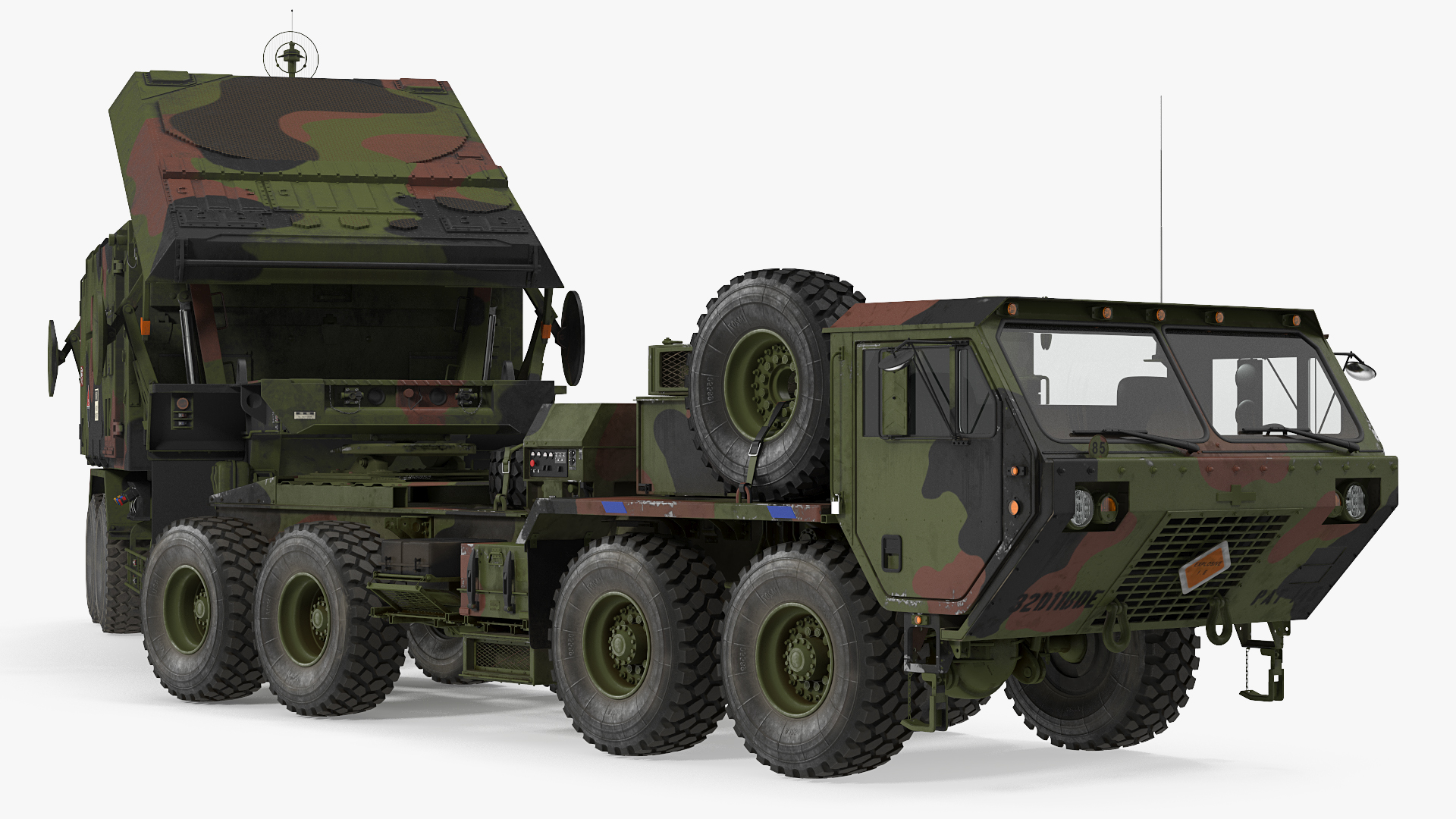 3D HEMTT M985 with AN MPQ53 Radar Camouflage Rigged model