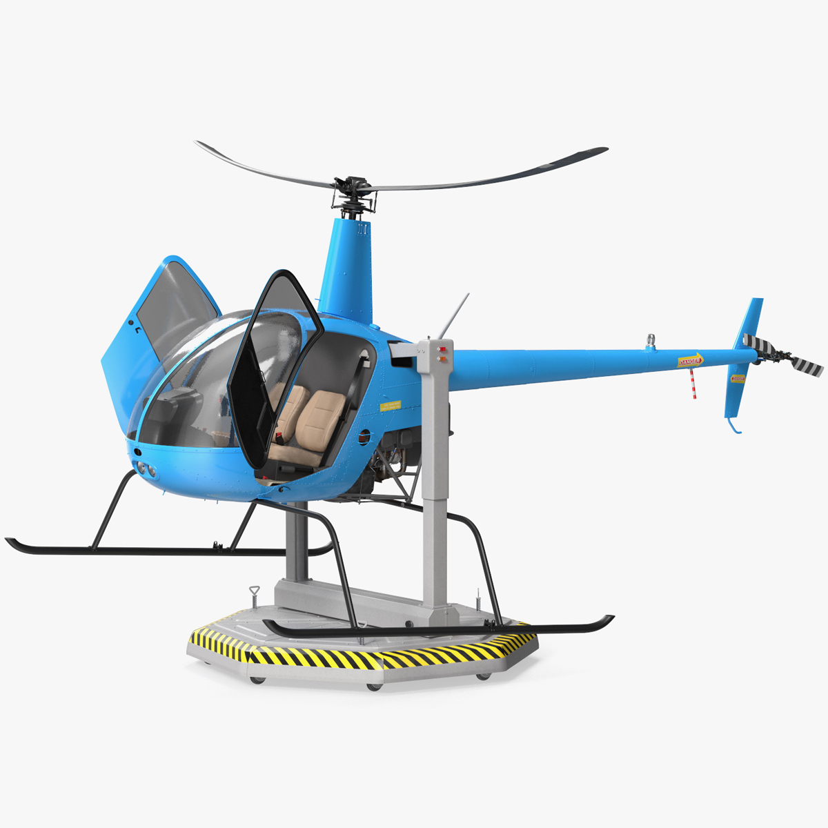 Small Helicopter Training Machine Blue Rigged for Cinema 4D 3D model