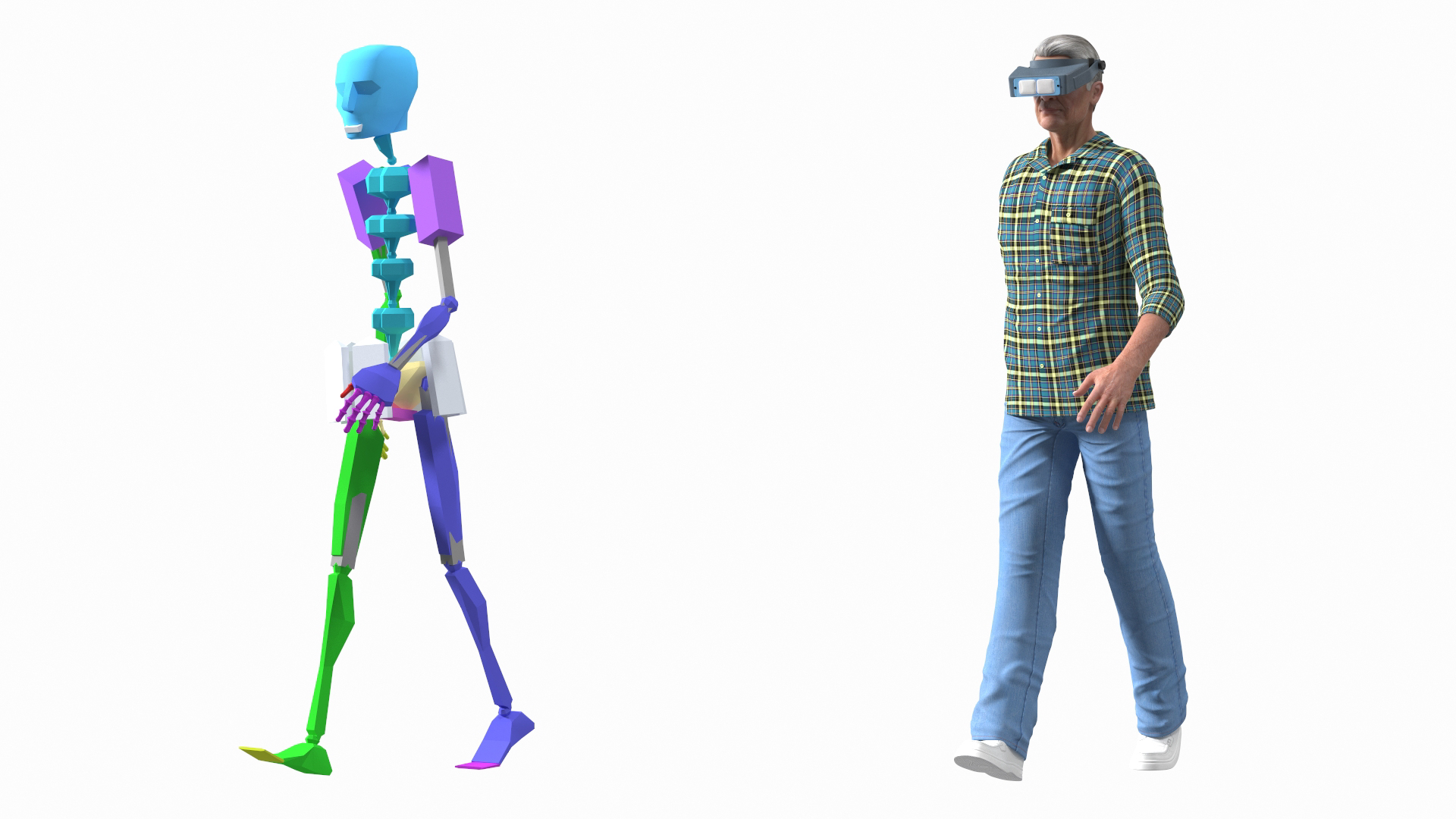 3D model Man Repairing Mechanism with Optivisor Glass Binocular Rigged for Modo