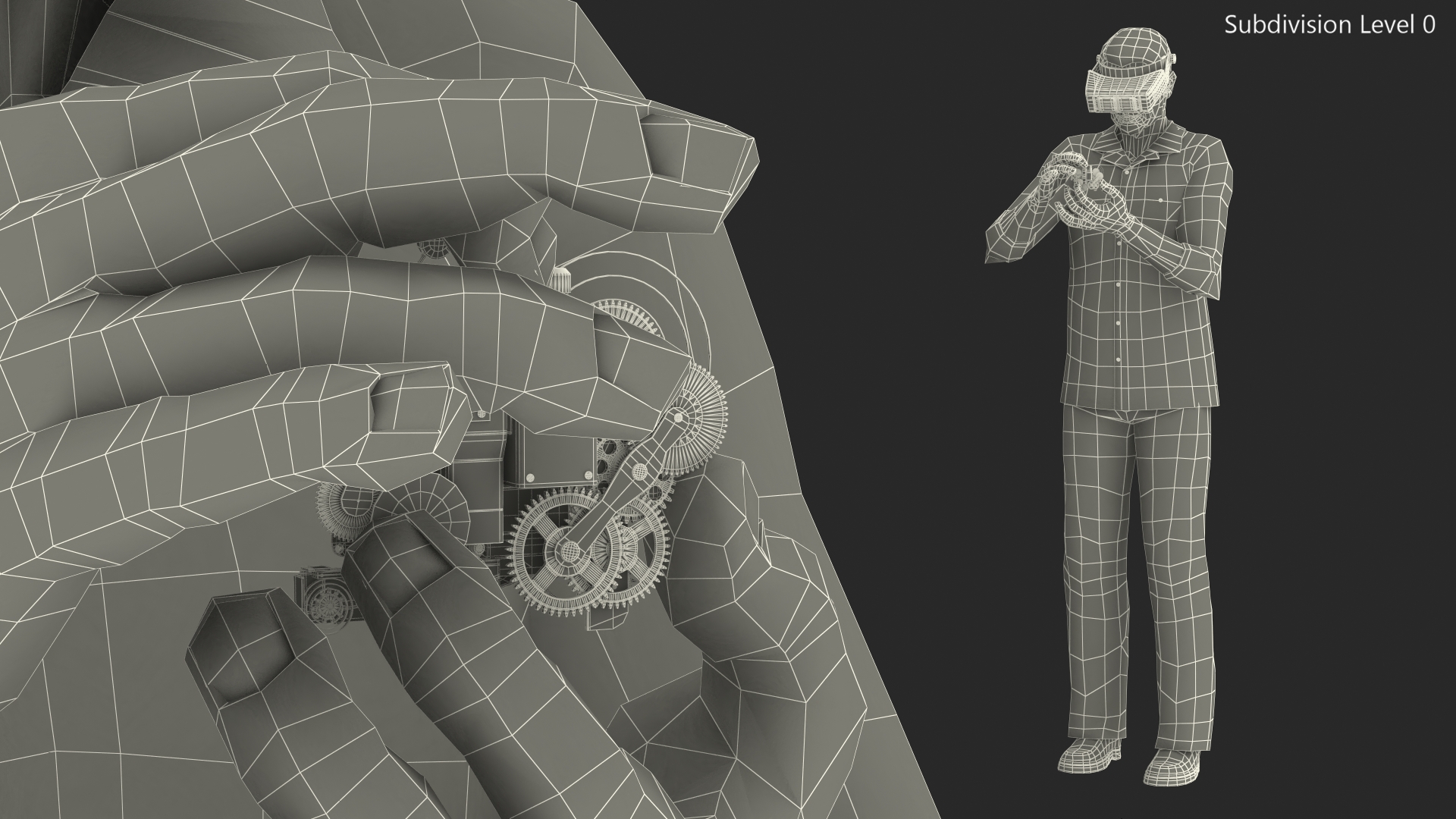 3D model Man Repairing Mechanism with Optivisor Glass Binocular Rigged for Modo