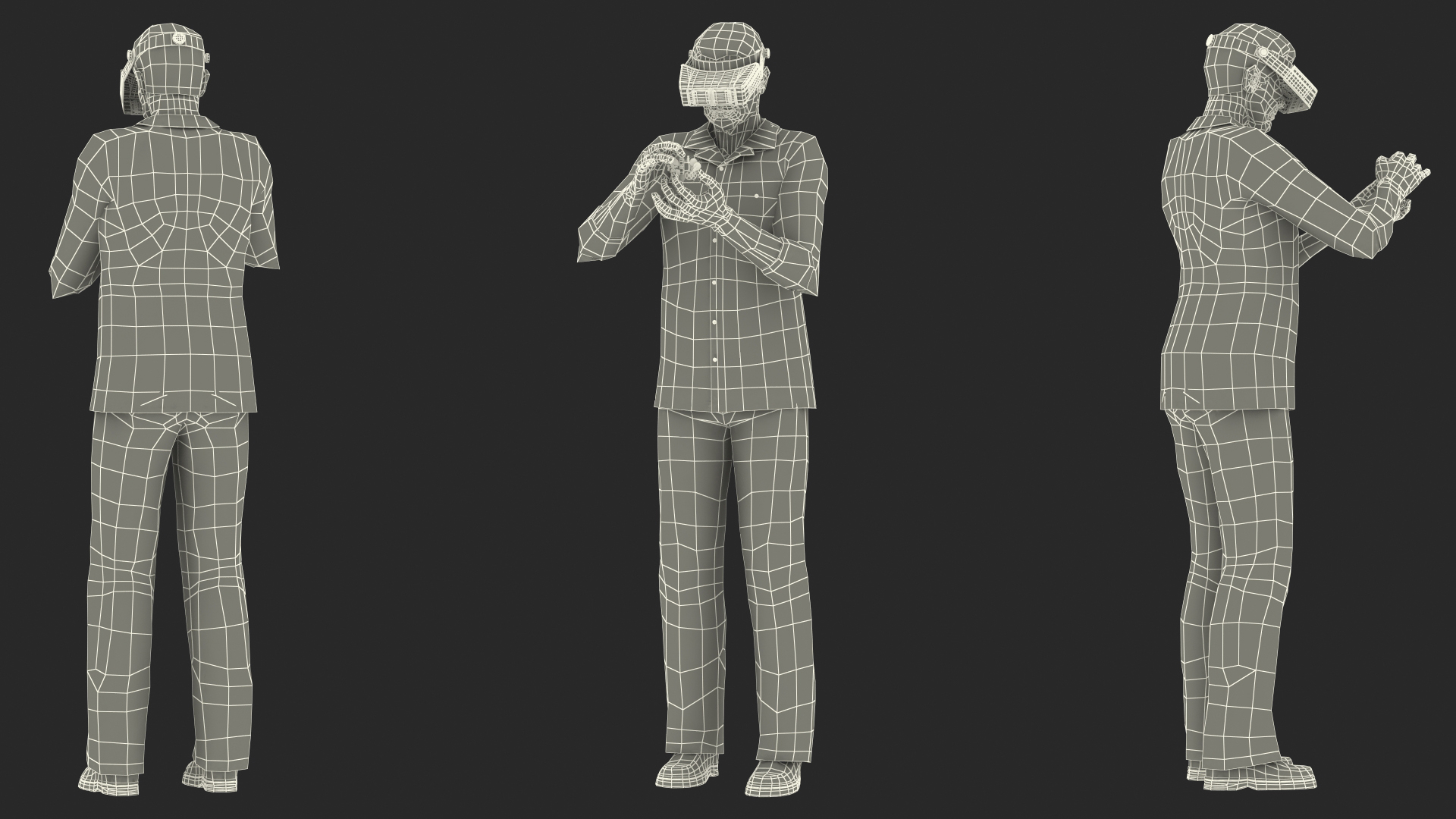 3D model Man Repairing Mechanism with Optivisor Glass Binocular Rigged for Modo