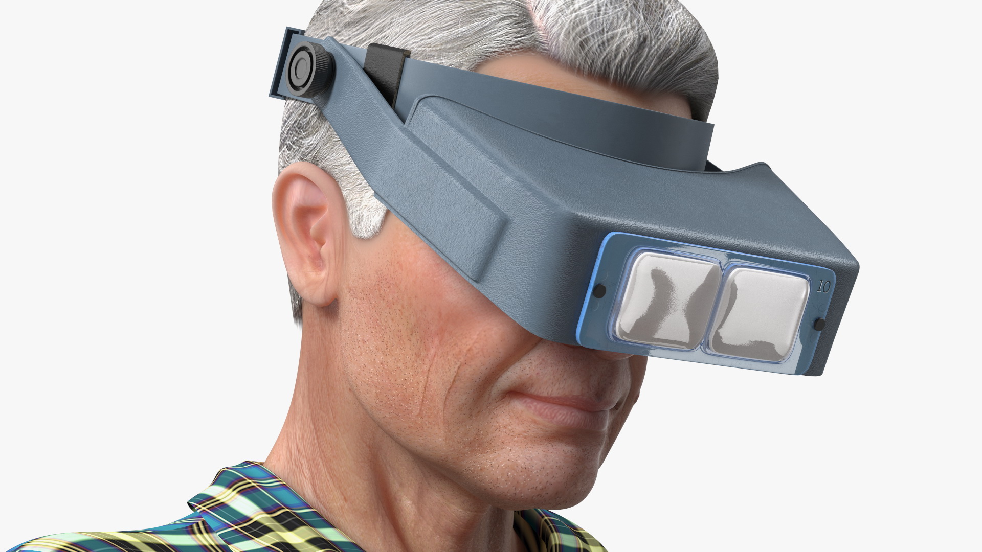 3D model Man Repairing Mechanism with Optivisor Glass Binocular Rigged for Modo