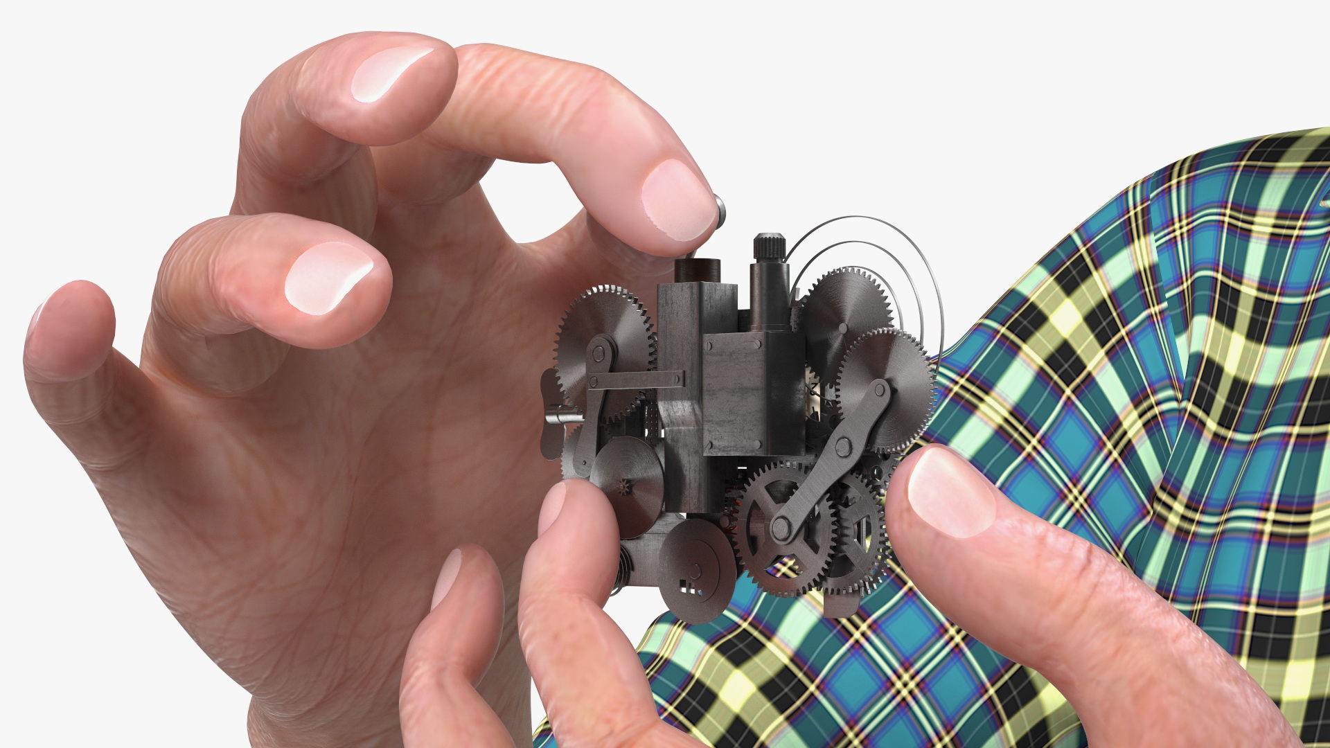 3D model Man Repairing Mechanism with Optivisor Glass Binocular Rigged for Modo