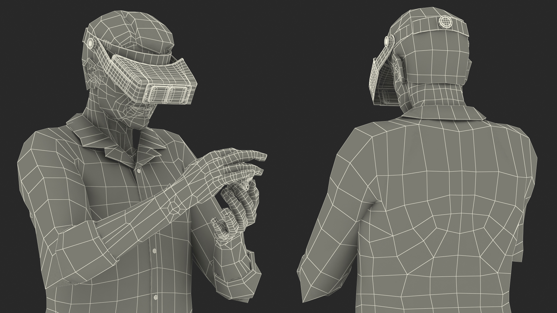 3D model Man Repairing Mechanism with Optivisor Glass Binocular Rigged for Modo