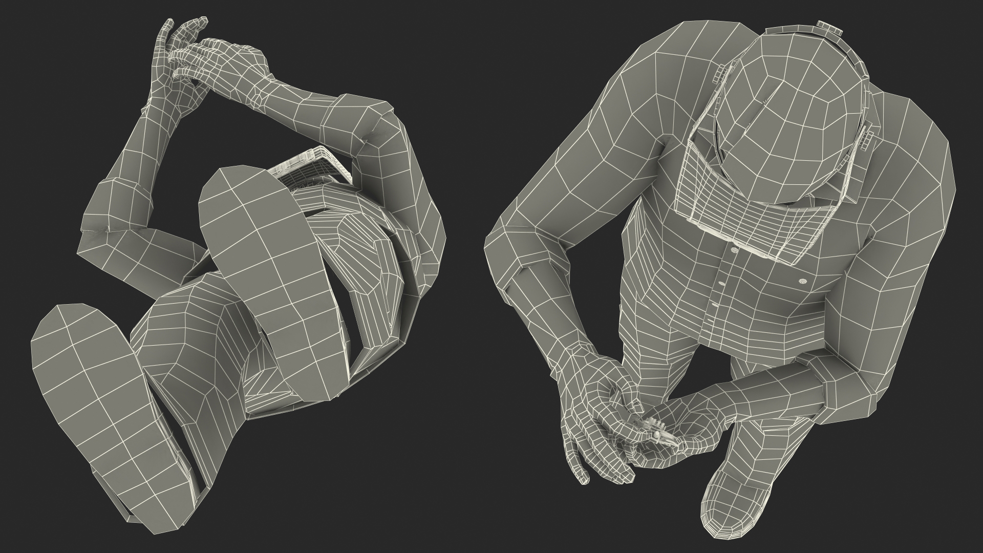 3D model Man Repairing Mechanism with Optivisor Glass Binocular Rigged for Modo