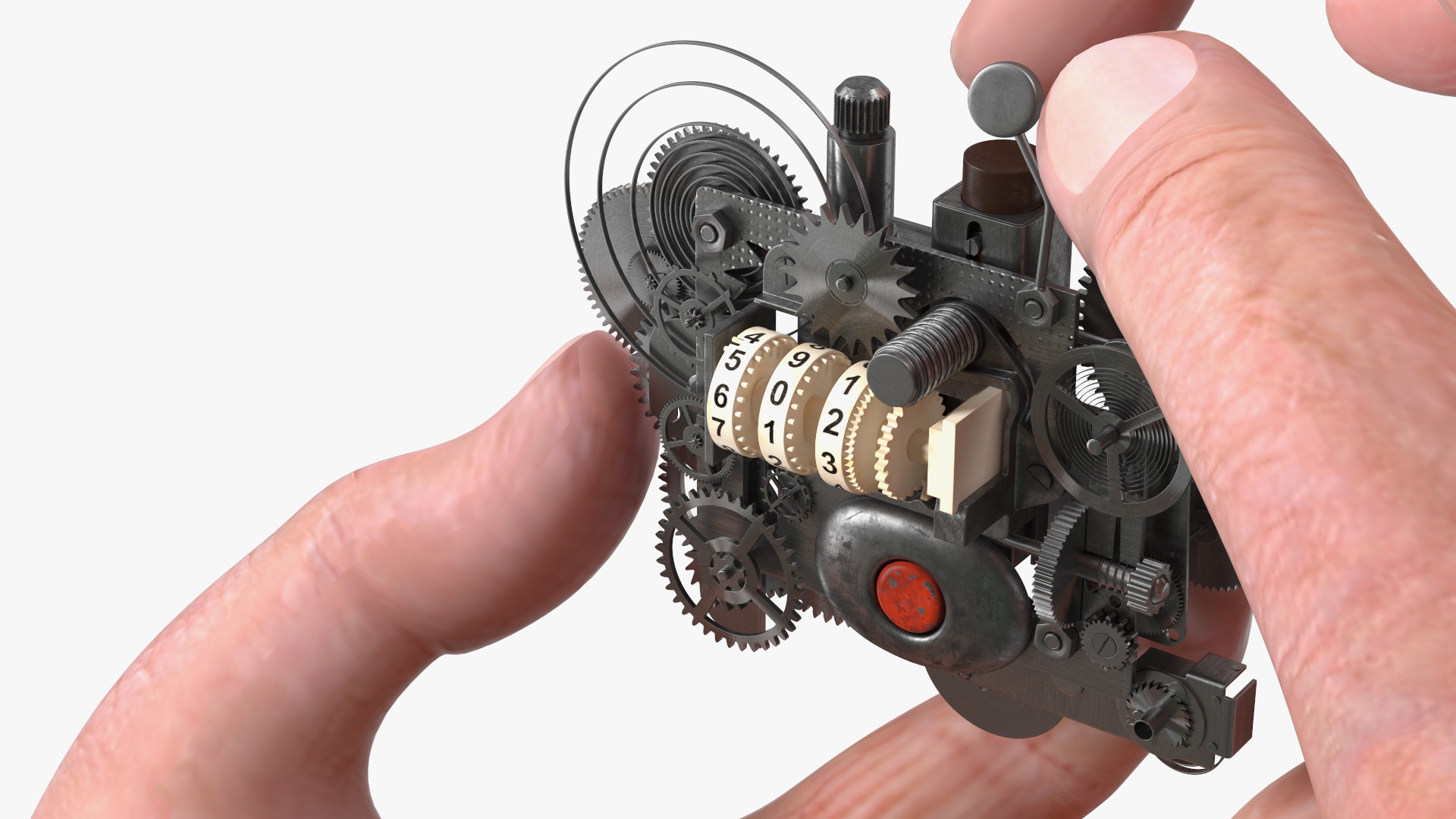3D model Man Repairing Mechanism with Optivisor Glass Binocular Rigged for Modo