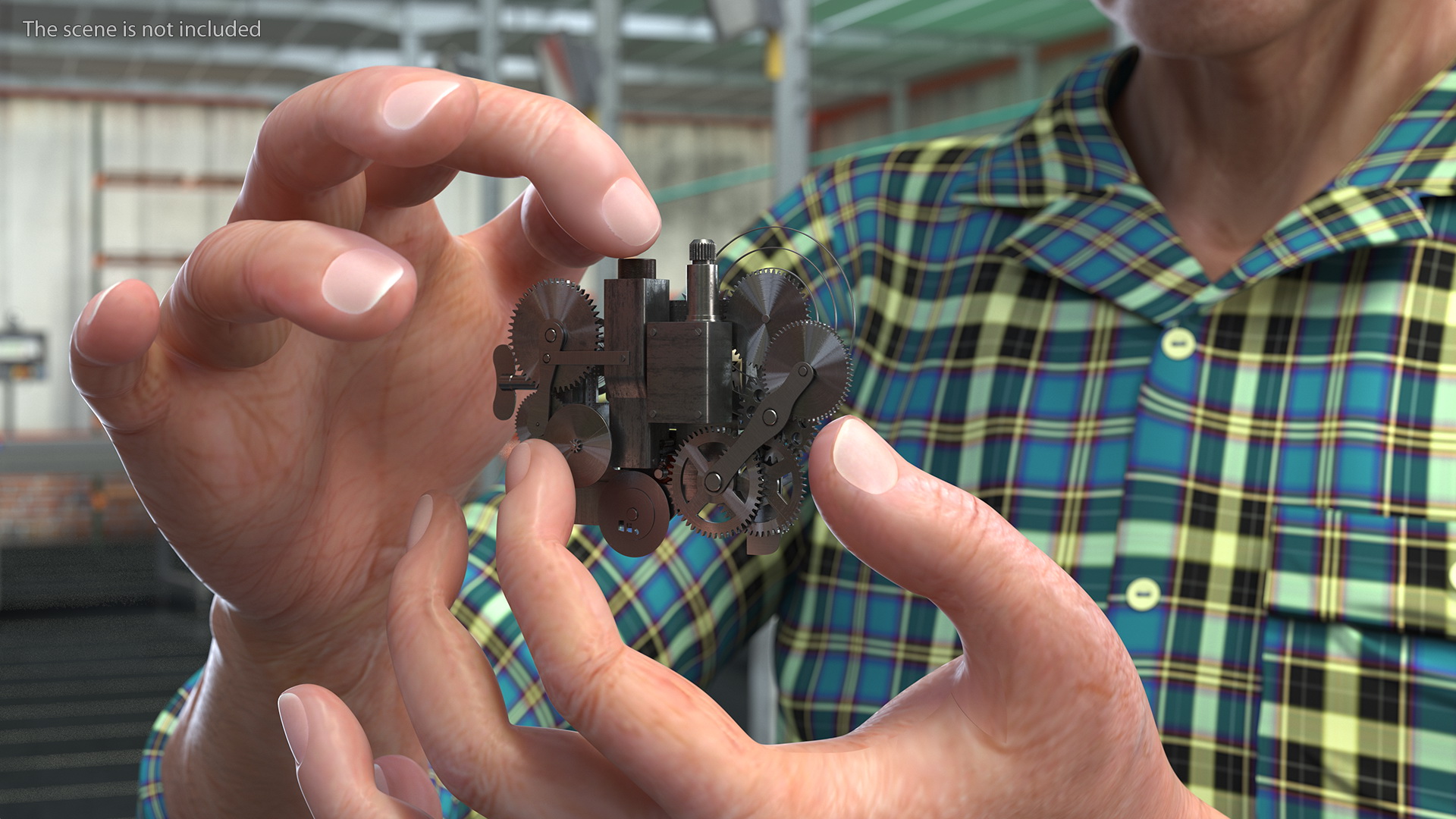 3D model Man Repairing Mechanism with Optivisor Glass Binocular Rigged for Modo
