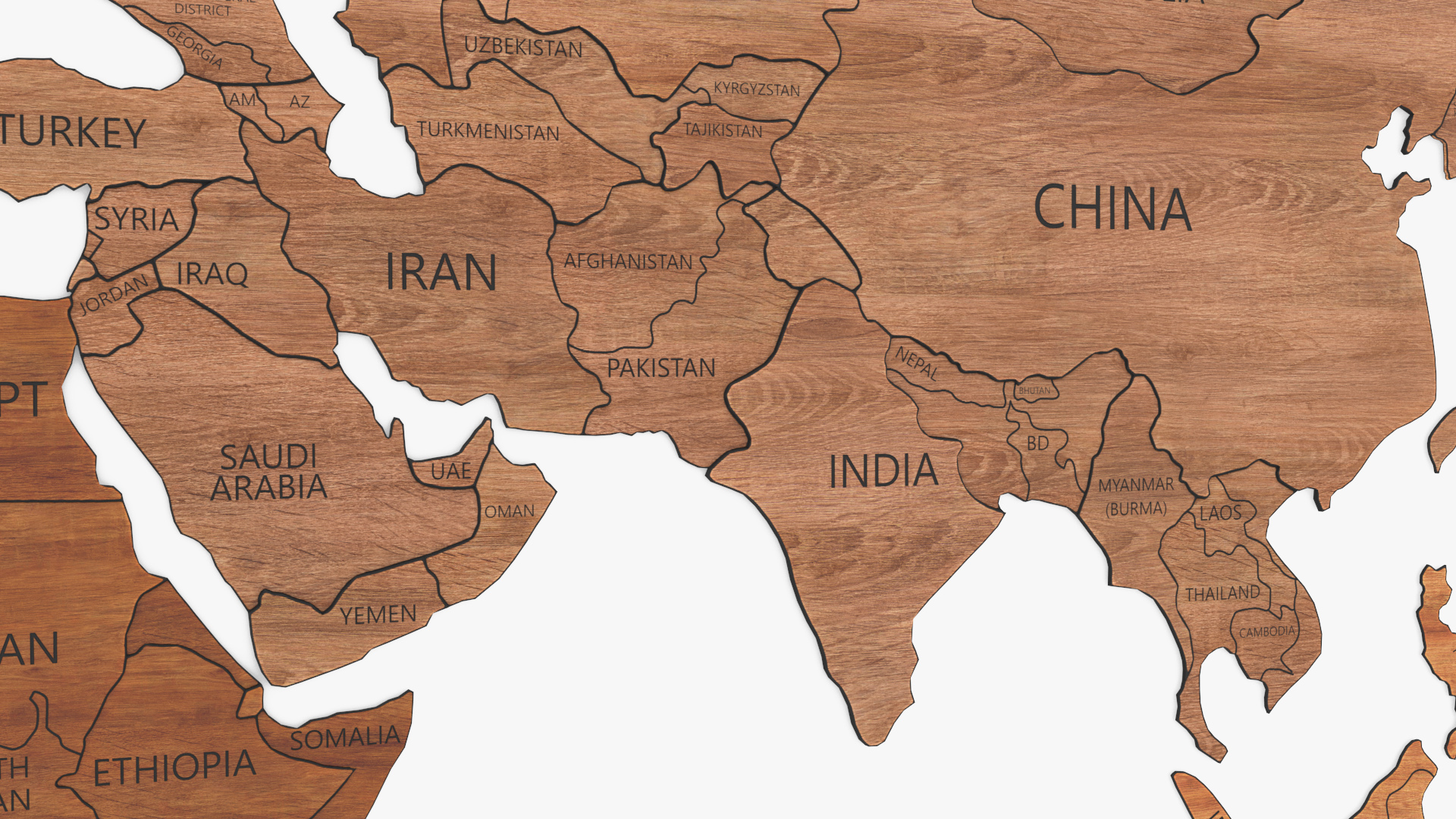 3D Wood Created World Wall Map Set