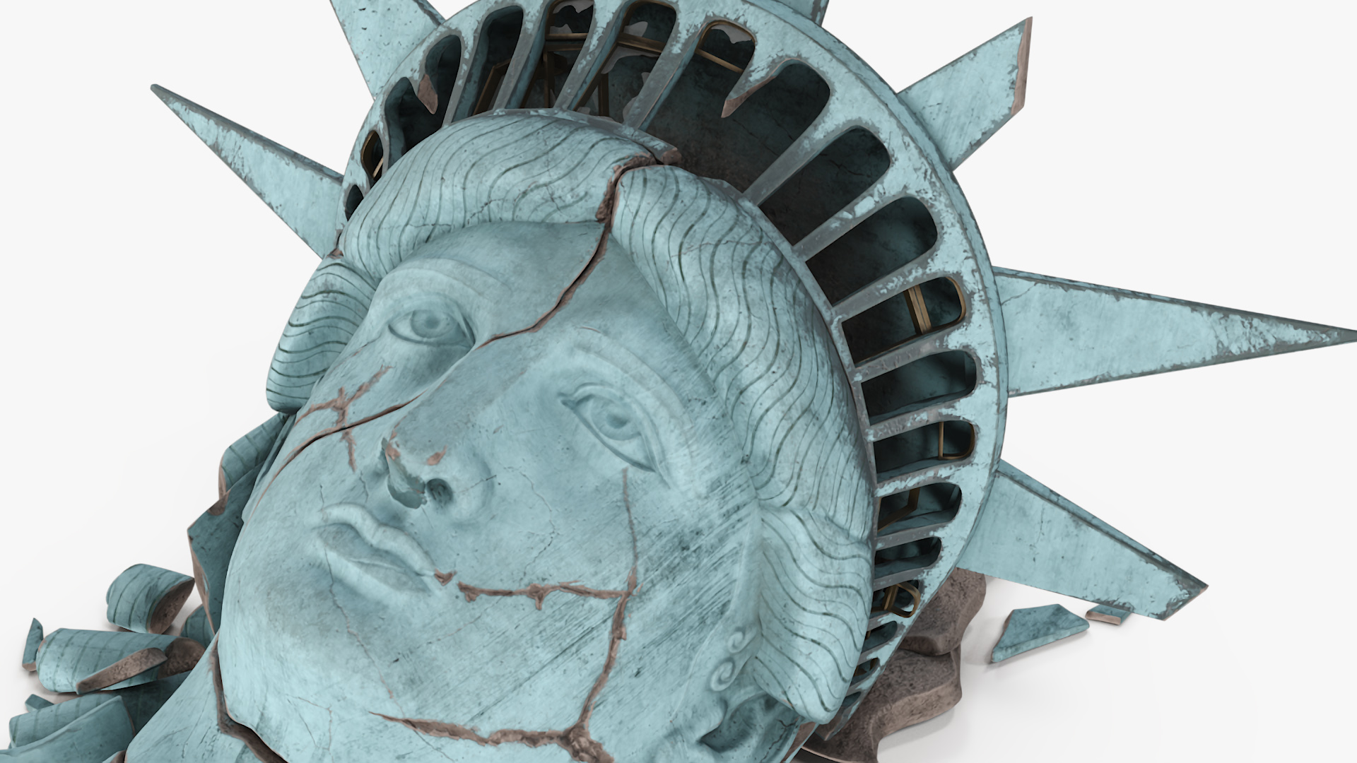 Broken head of Statue of Liberty 3D