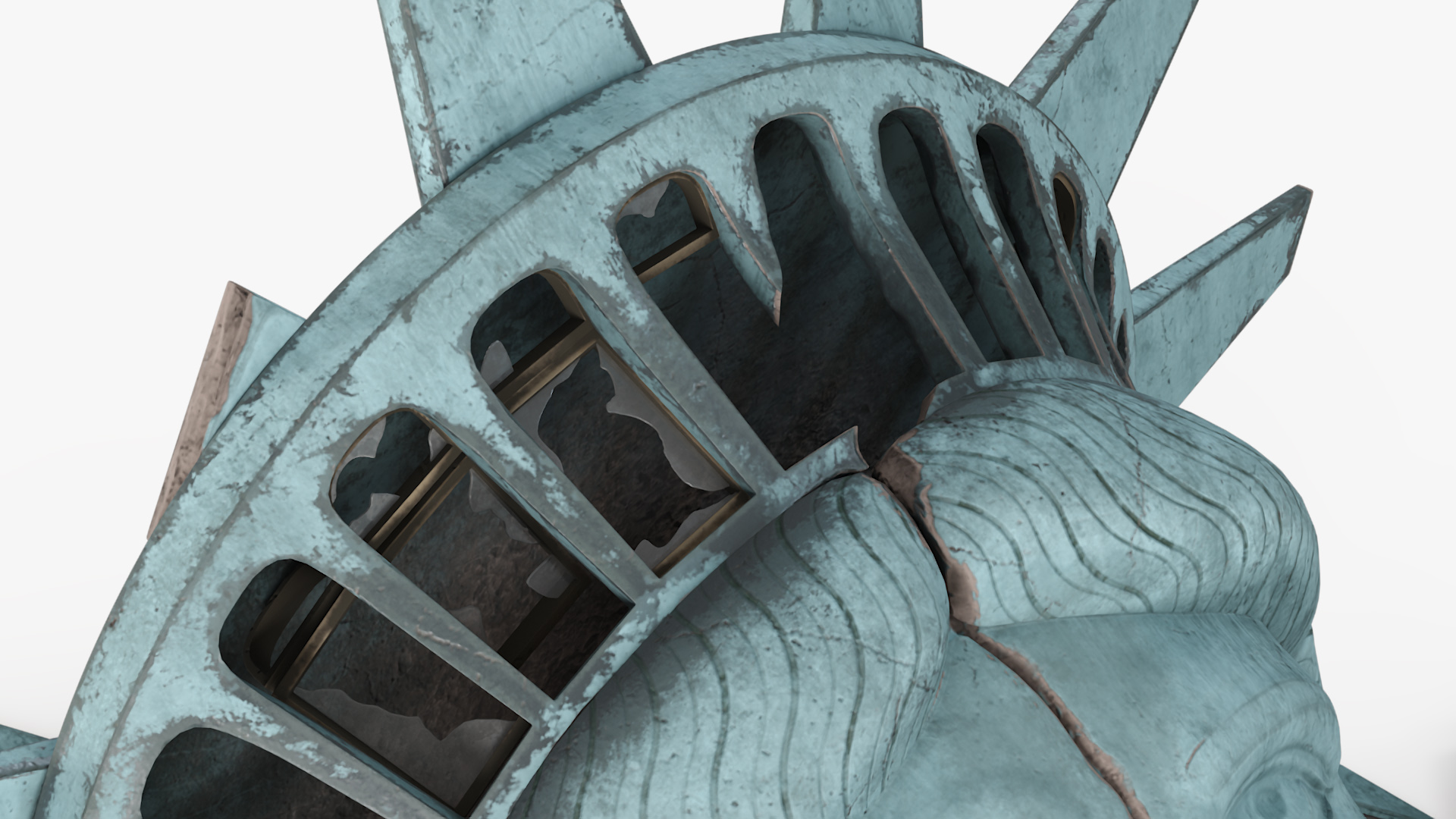 Broken head of Statue of Liberty 3D