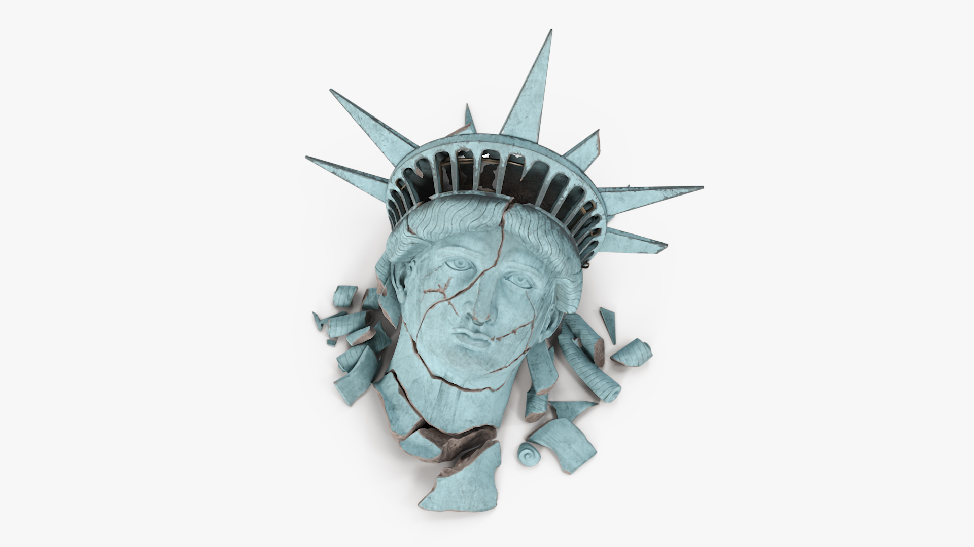 Broken head of Statue of Liberty 3D