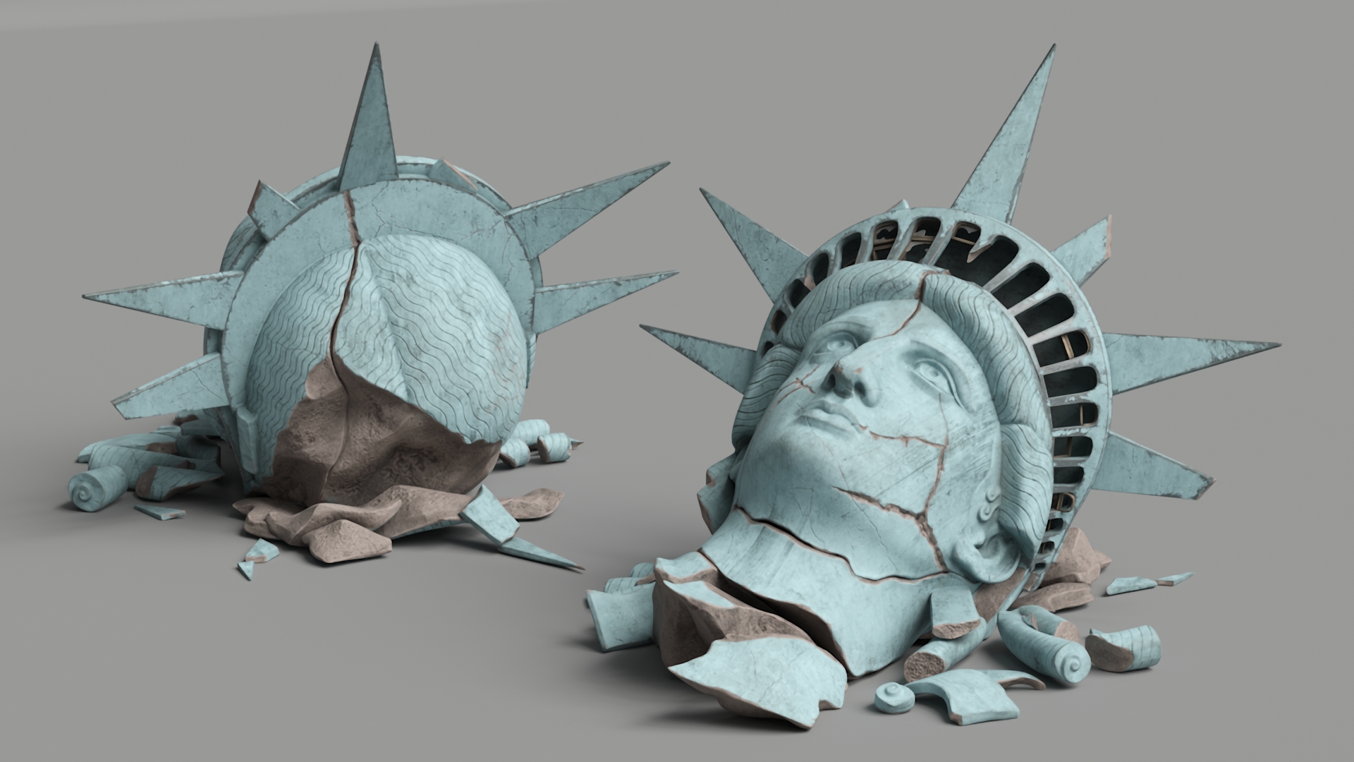 Broken head of Statue of Liberty 3D