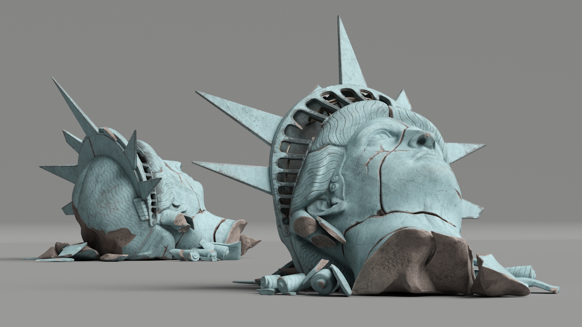 Broken head of Statue of Liberty 3D