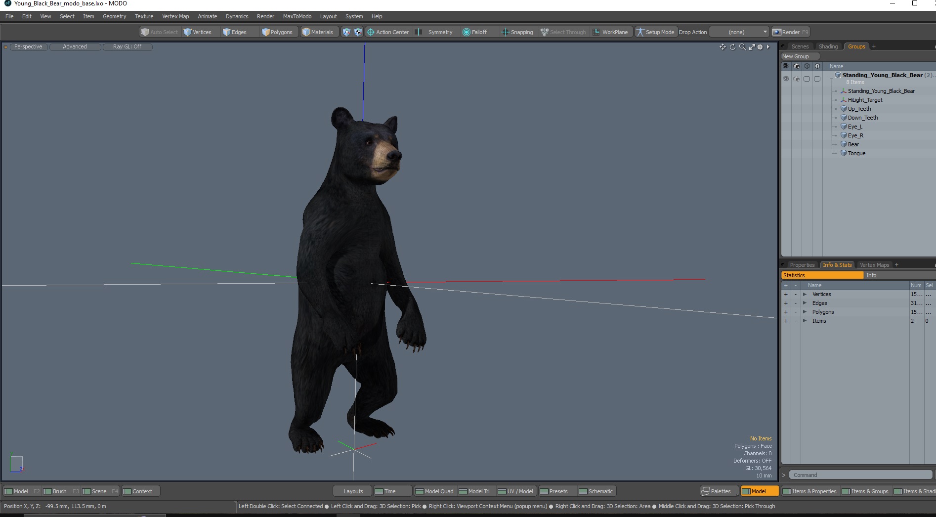 3D model Standing Young Black Bear