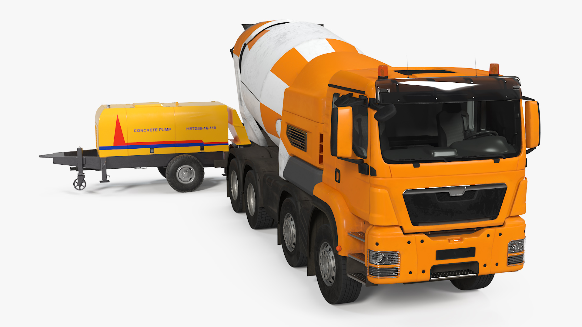 Concrete Pump and Mixer Truck 3D model