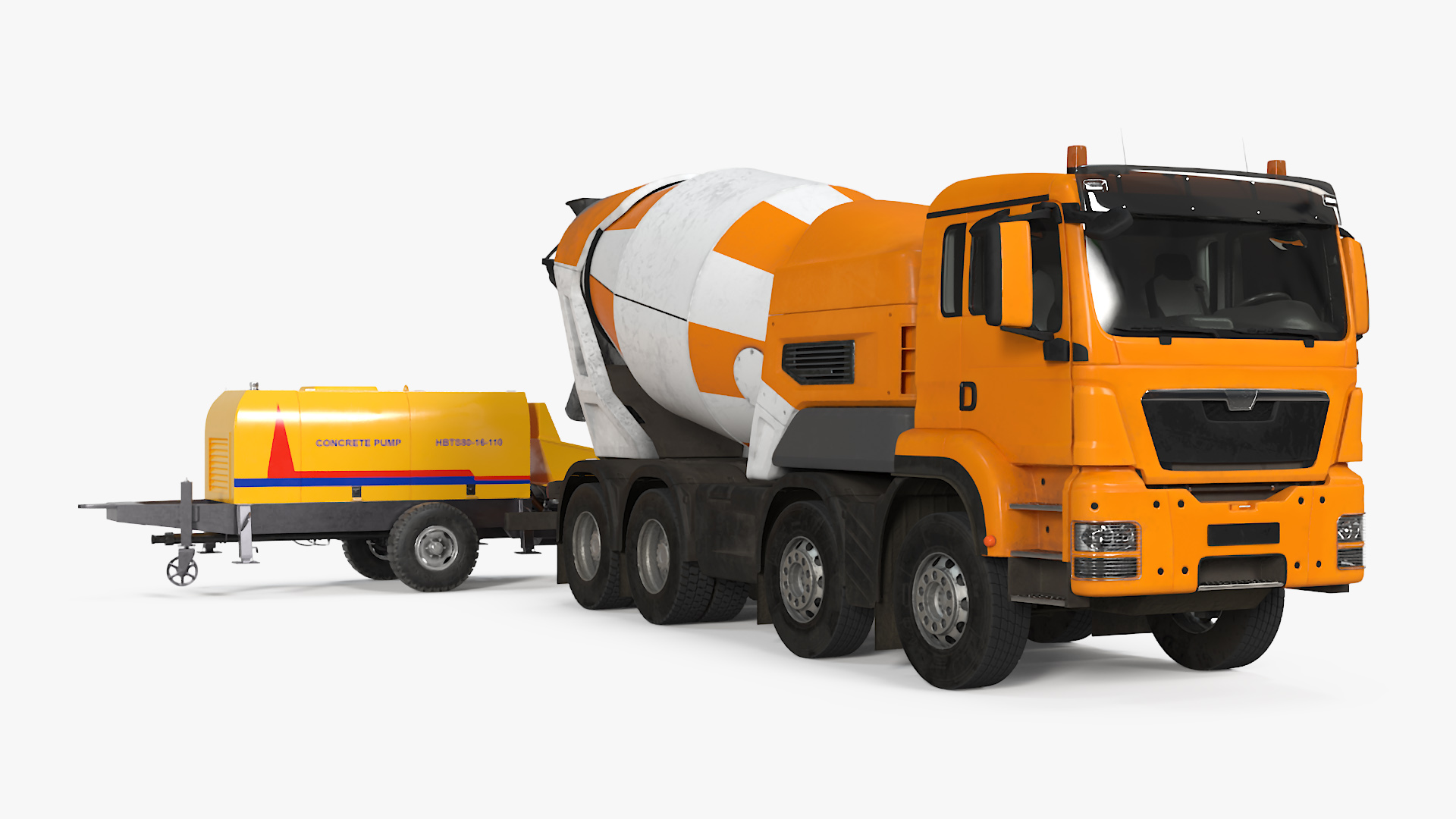 Concrete Pump and Mixer Truck 3D model