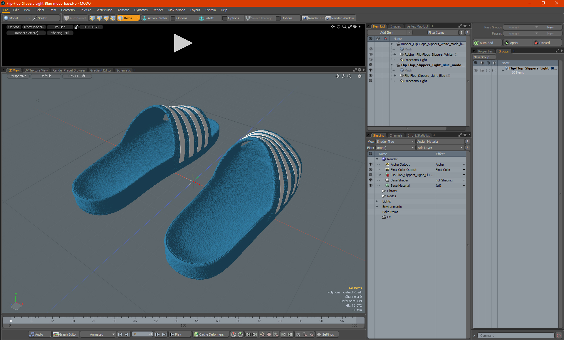 Flip-Flop Slippers Light Blue 3D model