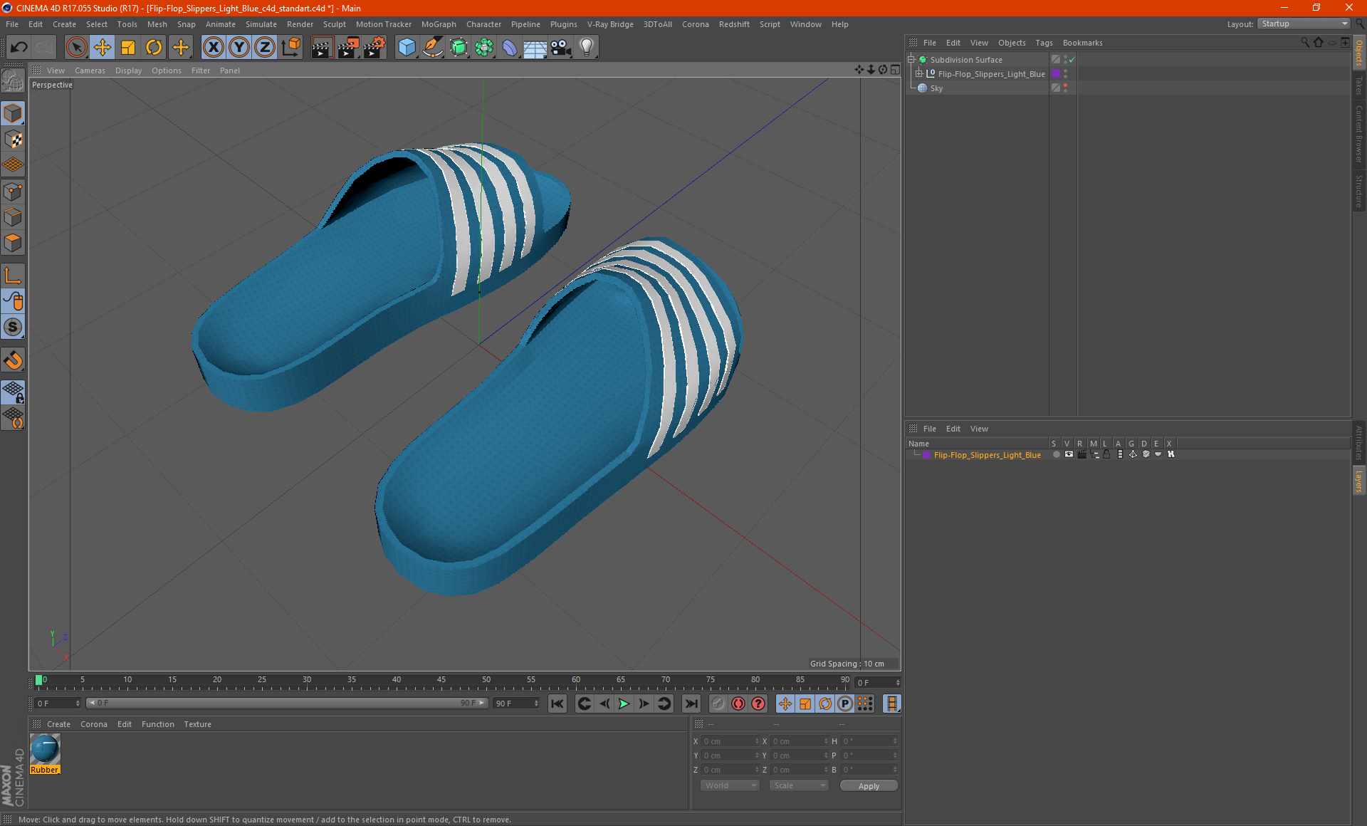 Flip-Flop Slippers Light Blue 3D model