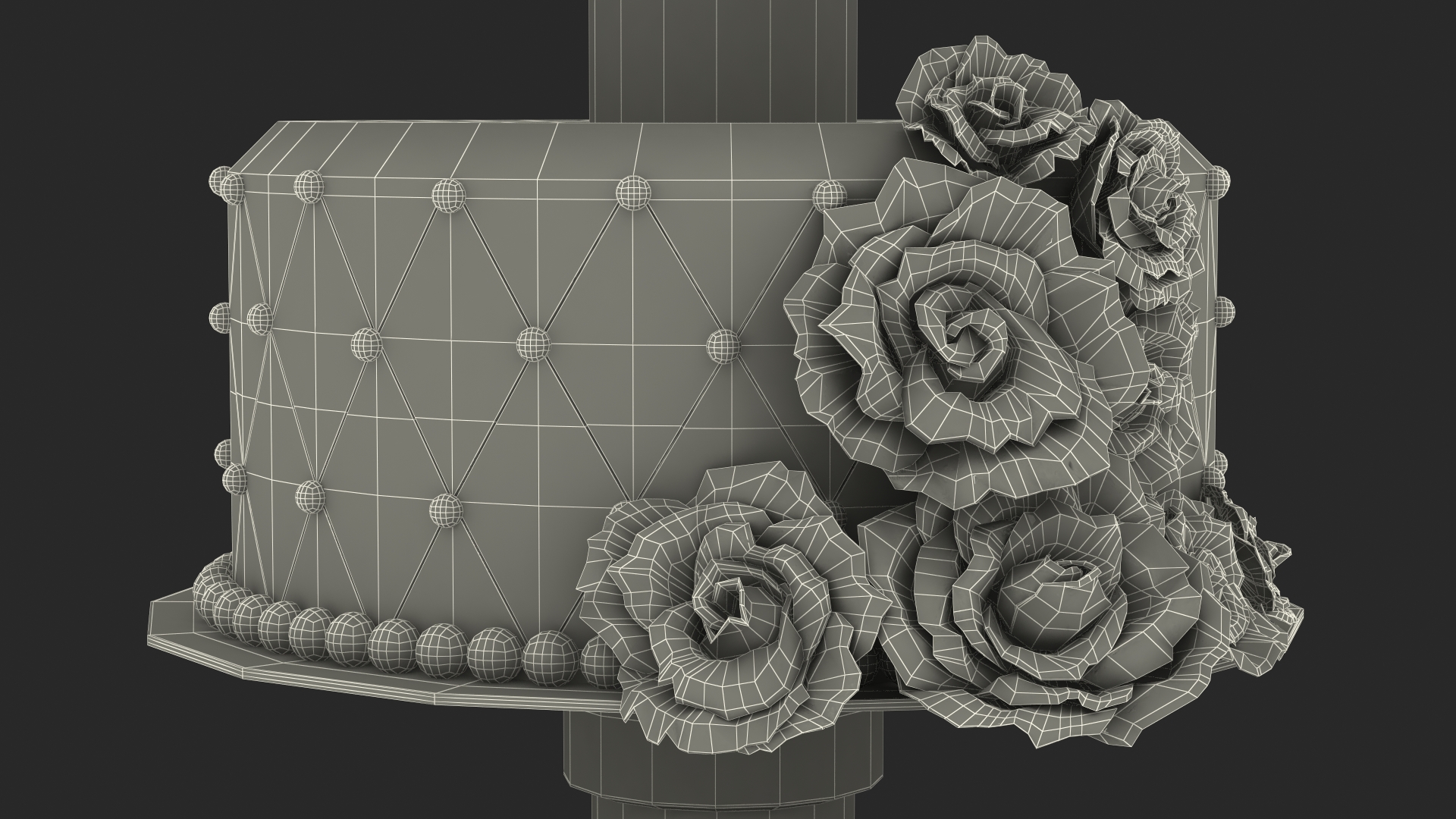 3D model Three Tier Wedding Cake with Sugar Roses