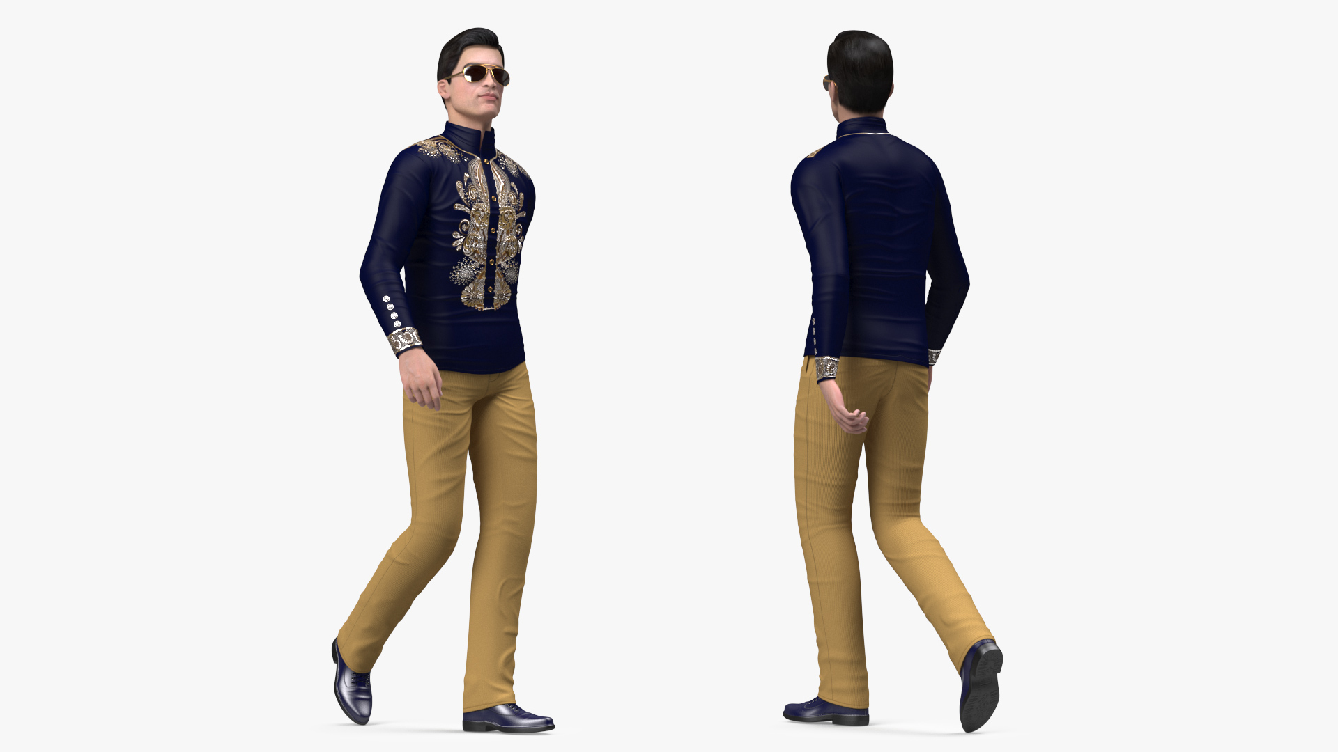 3D model Asian Man Fashionable Style Walking Pose
