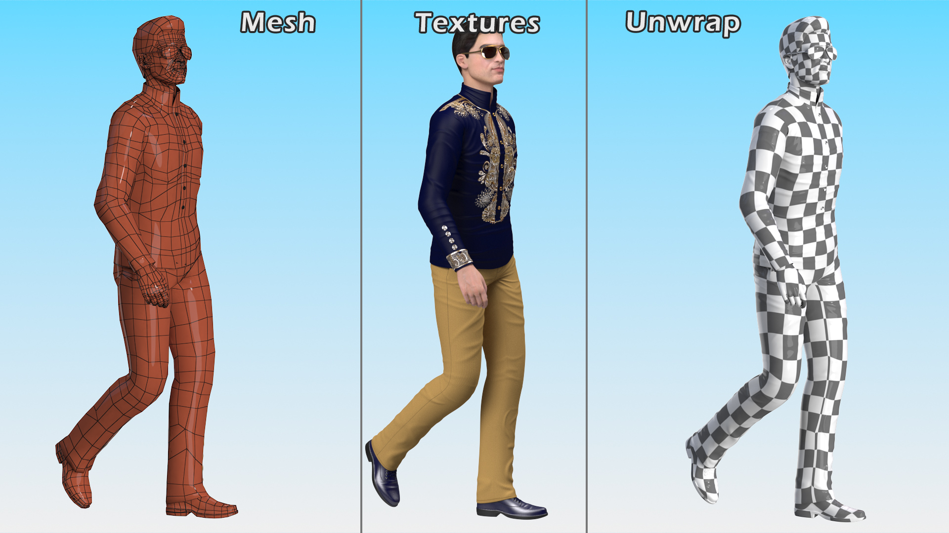 3D model Asian Man Fashionable Style Walking Pose