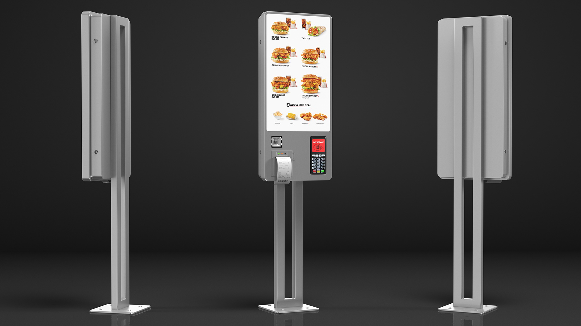 3D Restaurant Self Ordering Touch Kiosk