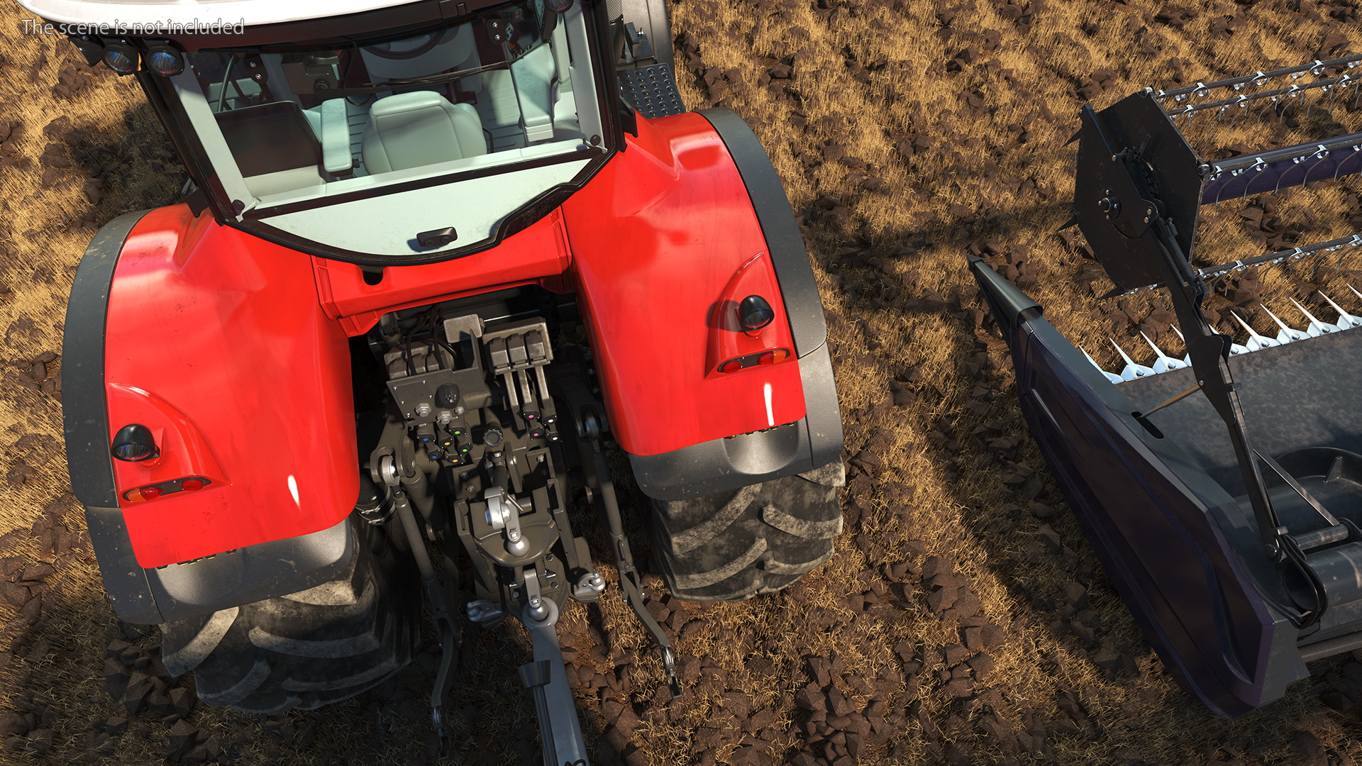 3D Harvester Massey Ferguson with Tractor with Agricultural Trailer Rigged