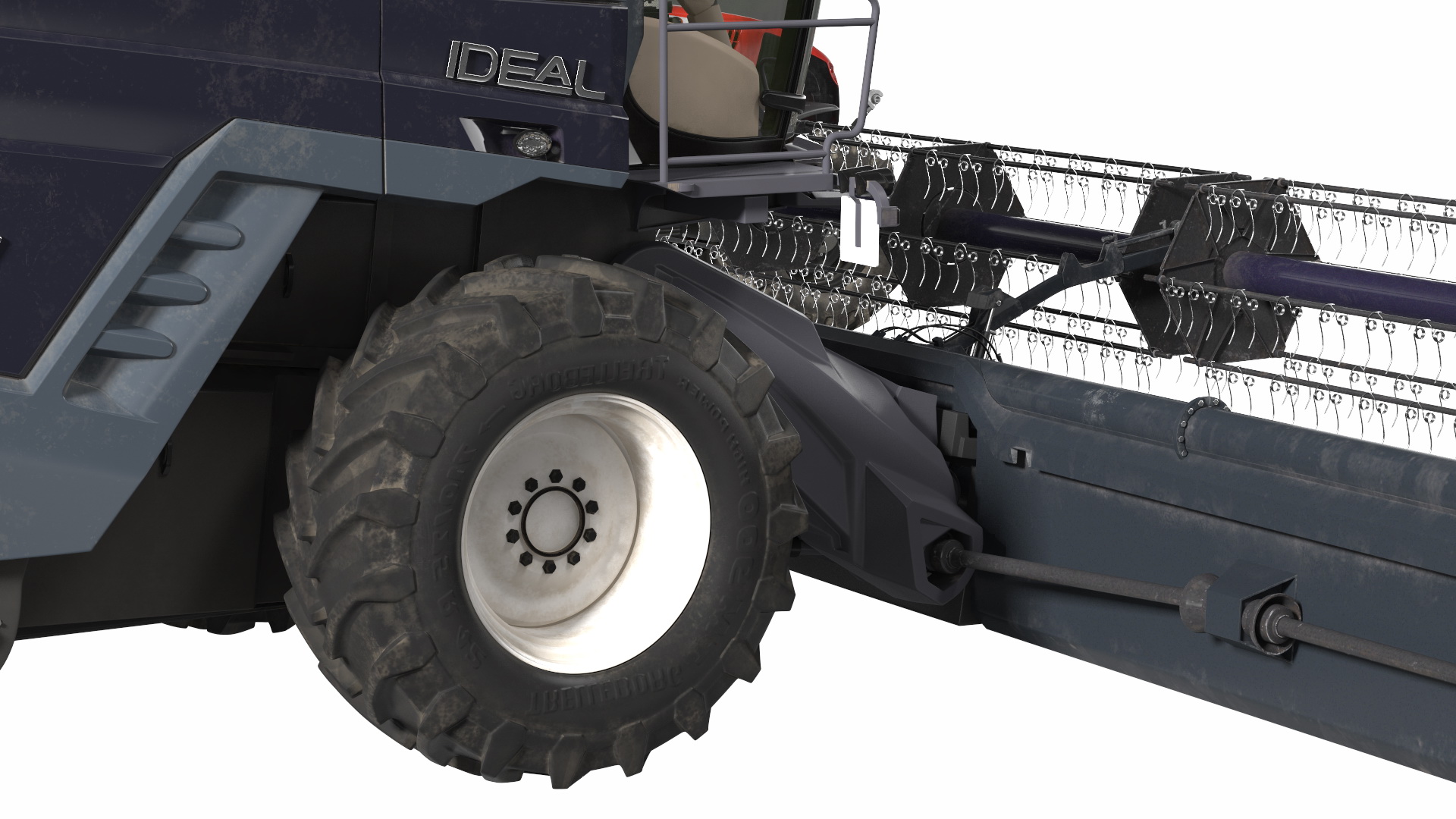 3D Harvester Massey Ferguson with Tractor with Agricultural Trailer Rigged