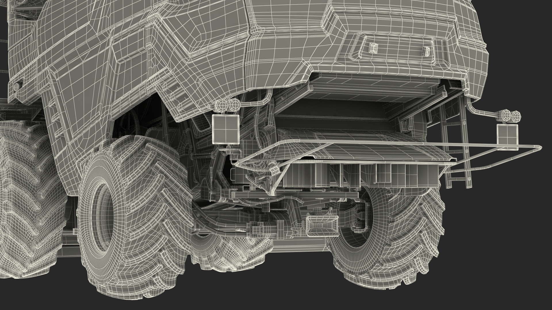 3D Harvester Massey Ferguson with Tractor with Agricultural Trailer Rigged