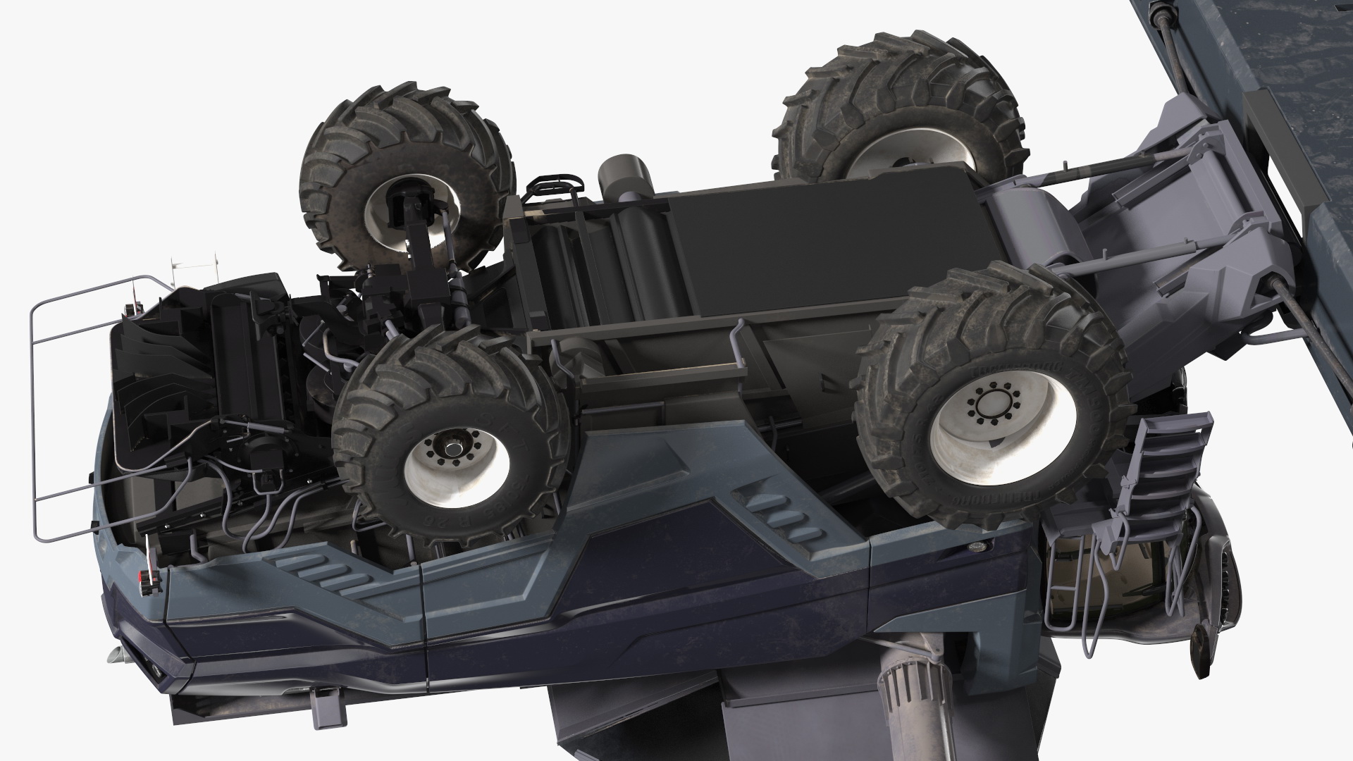 3D Harvester Massey Ferguson with Tractor with Agricultural Trailer Rigged