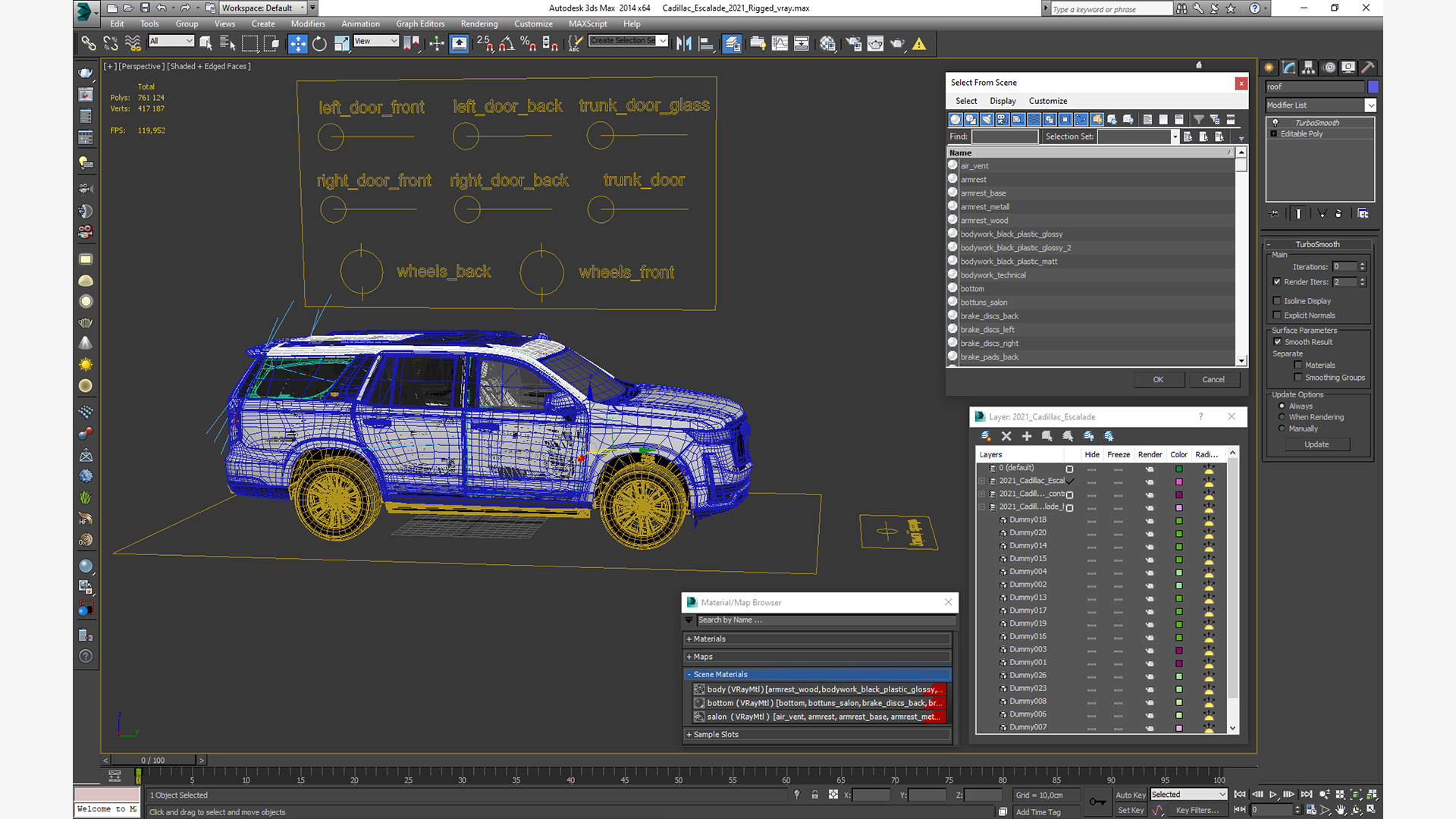 Cadillac Escalade 2021 Rigged 3D model