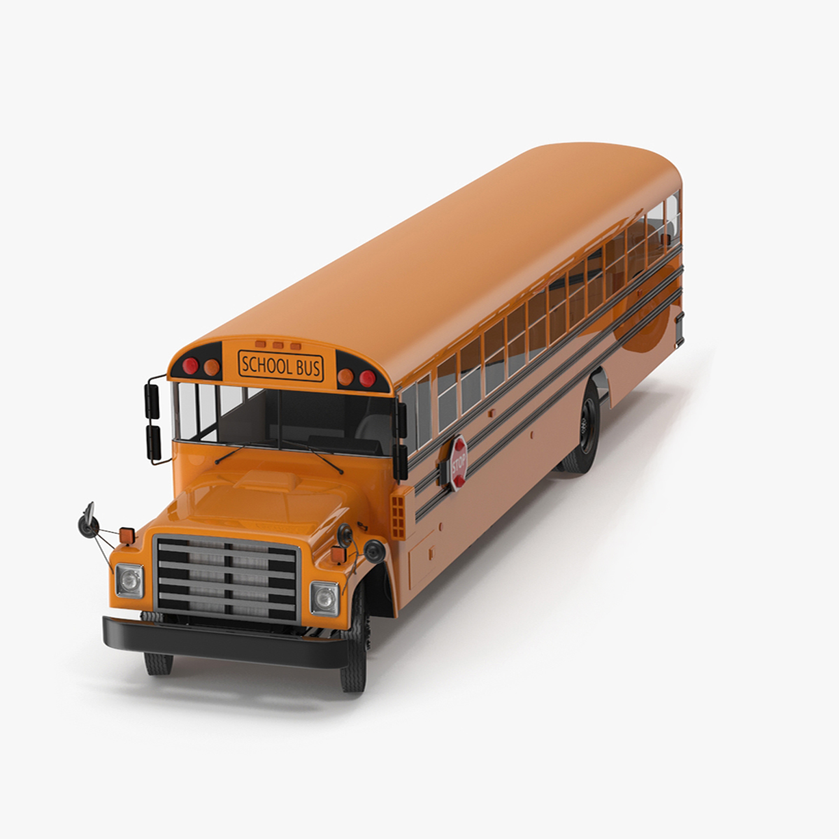 3D model Old School Bus Rigged for Cinema 4D