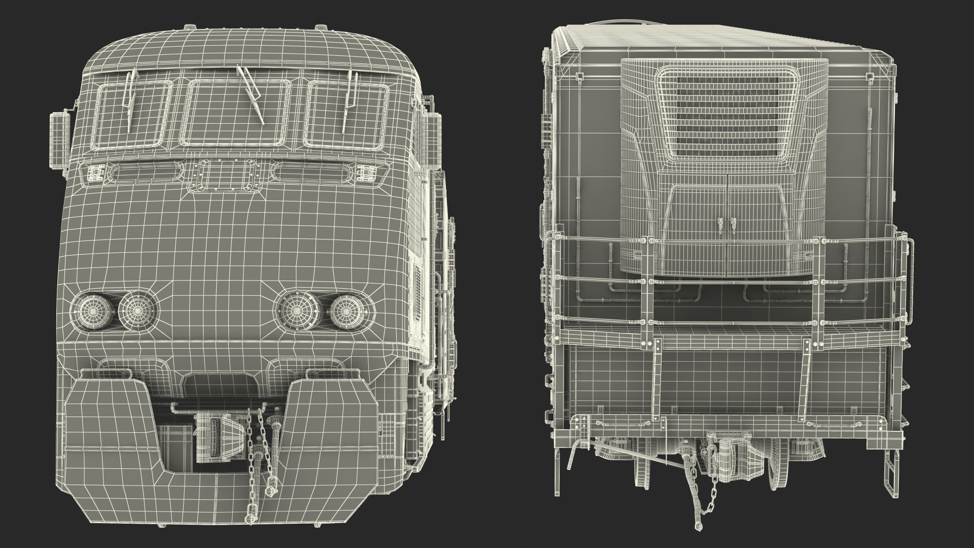 Diesel Electric Locomotive with Railroad Refrigerator Car 3D