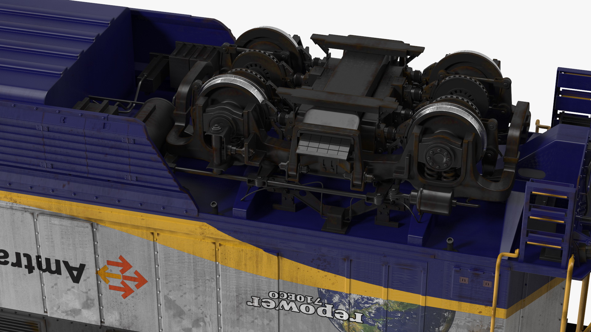 Diesel Electric Locomotive with Railroad Refrigerator Car 3D