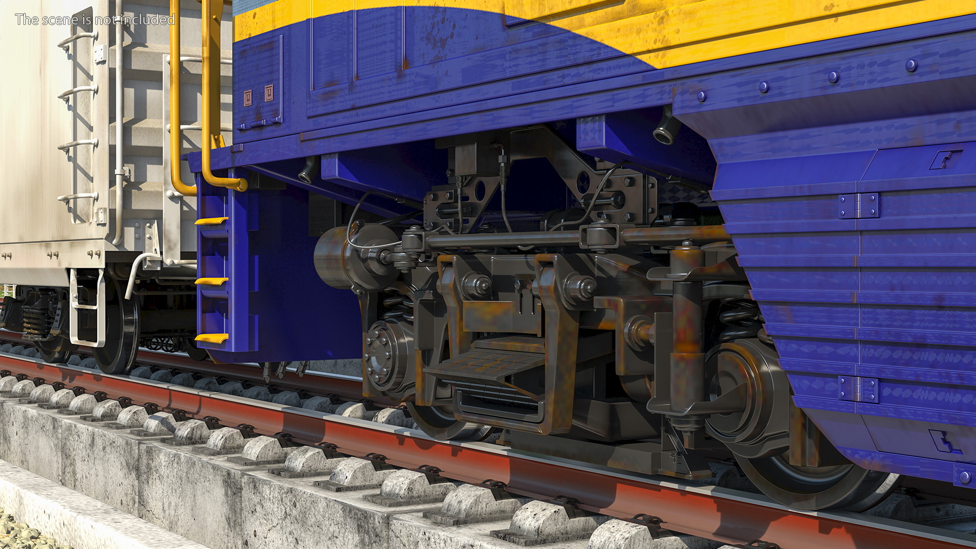 Diesel Electric Locomotive with Railroad Refrigerator Car 3D