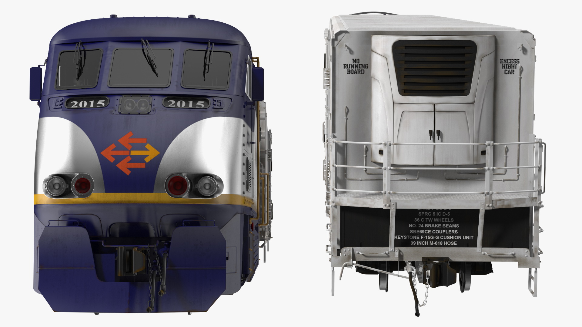 Diesel Electric Locomotive with Railroad Refrigerator Car 3D