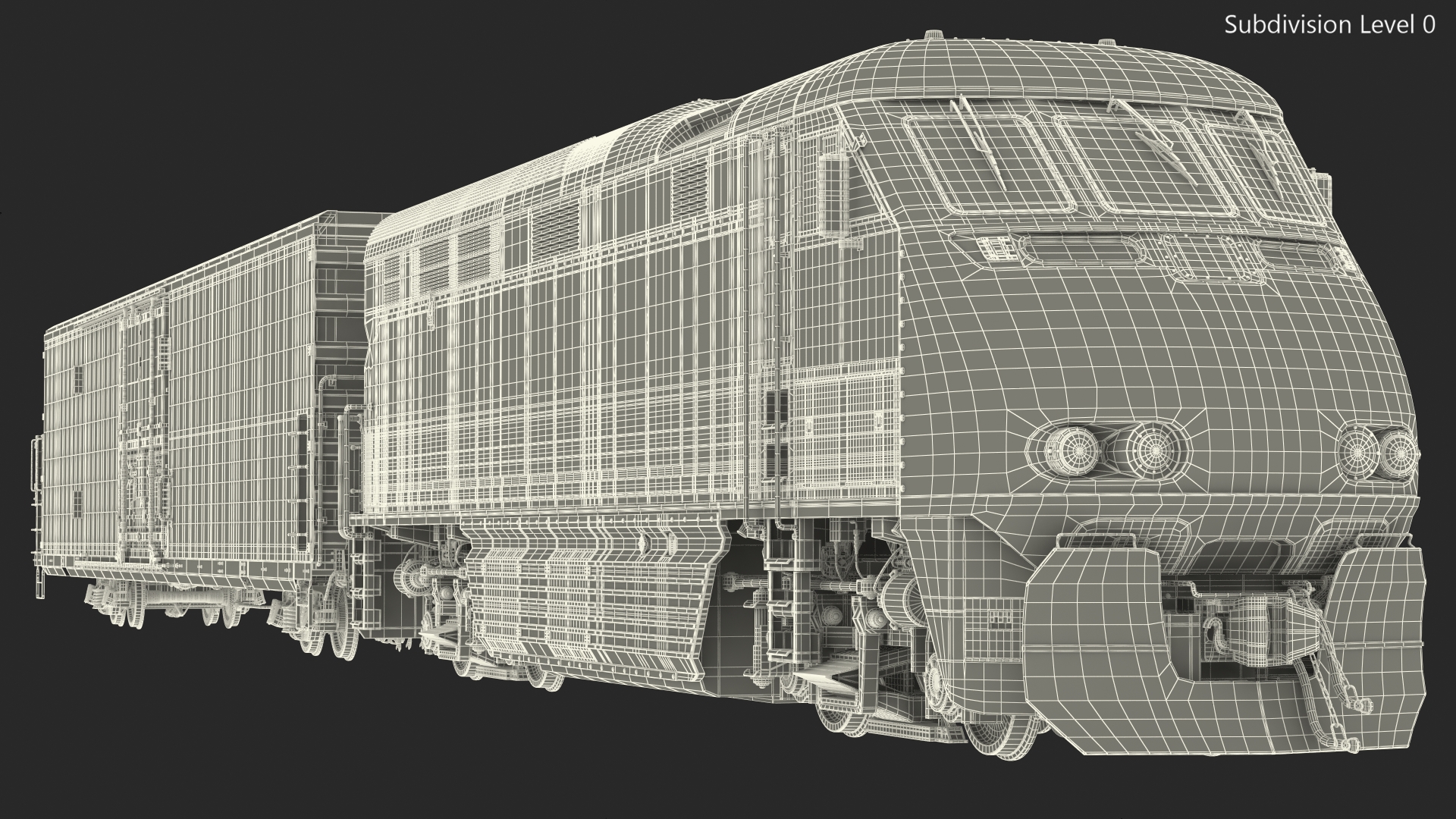 Diesel Electric Locomotive with Railroad Refrigerator Car 3D