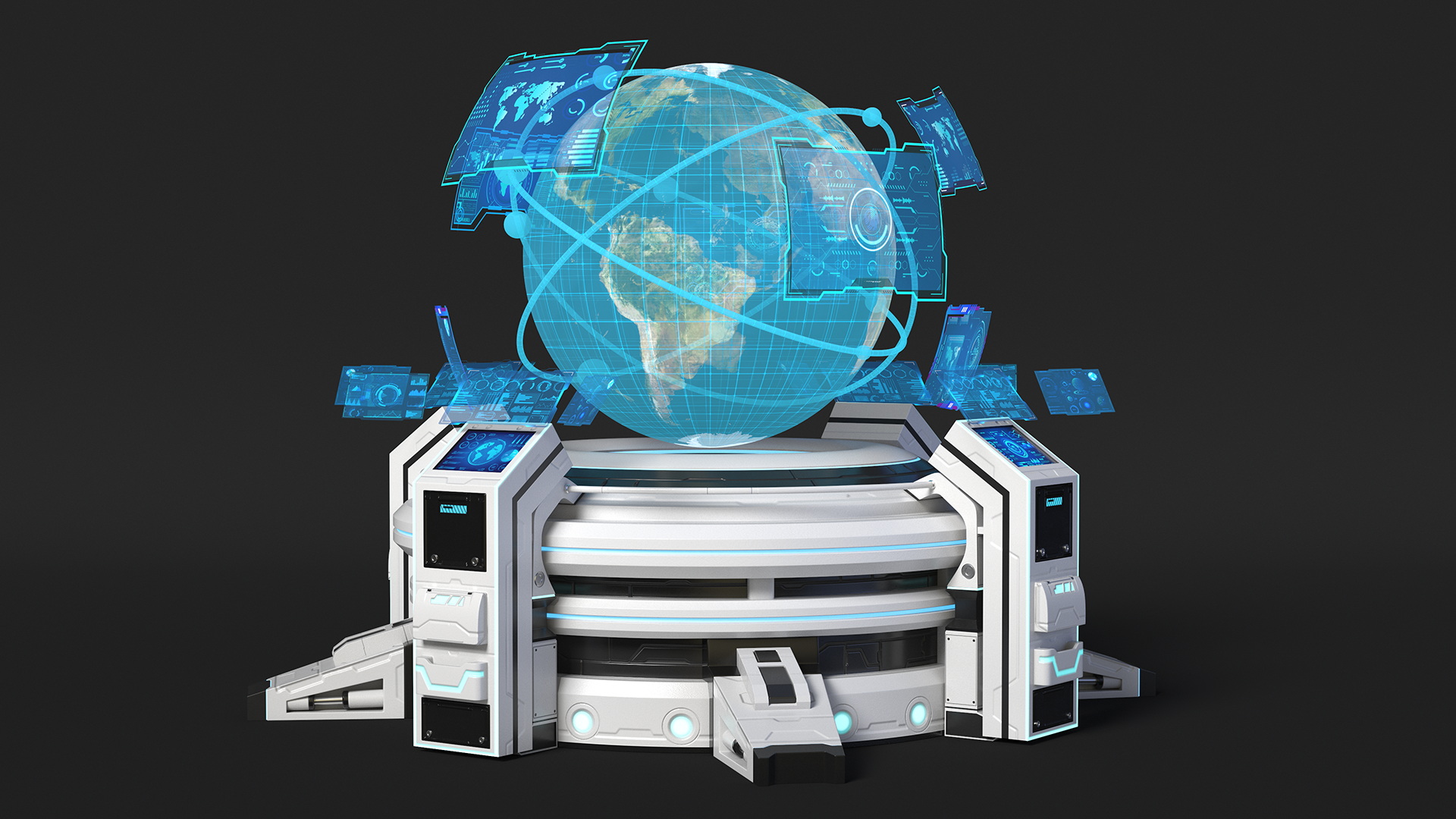 3D Futuristic Hologram Control Panel model