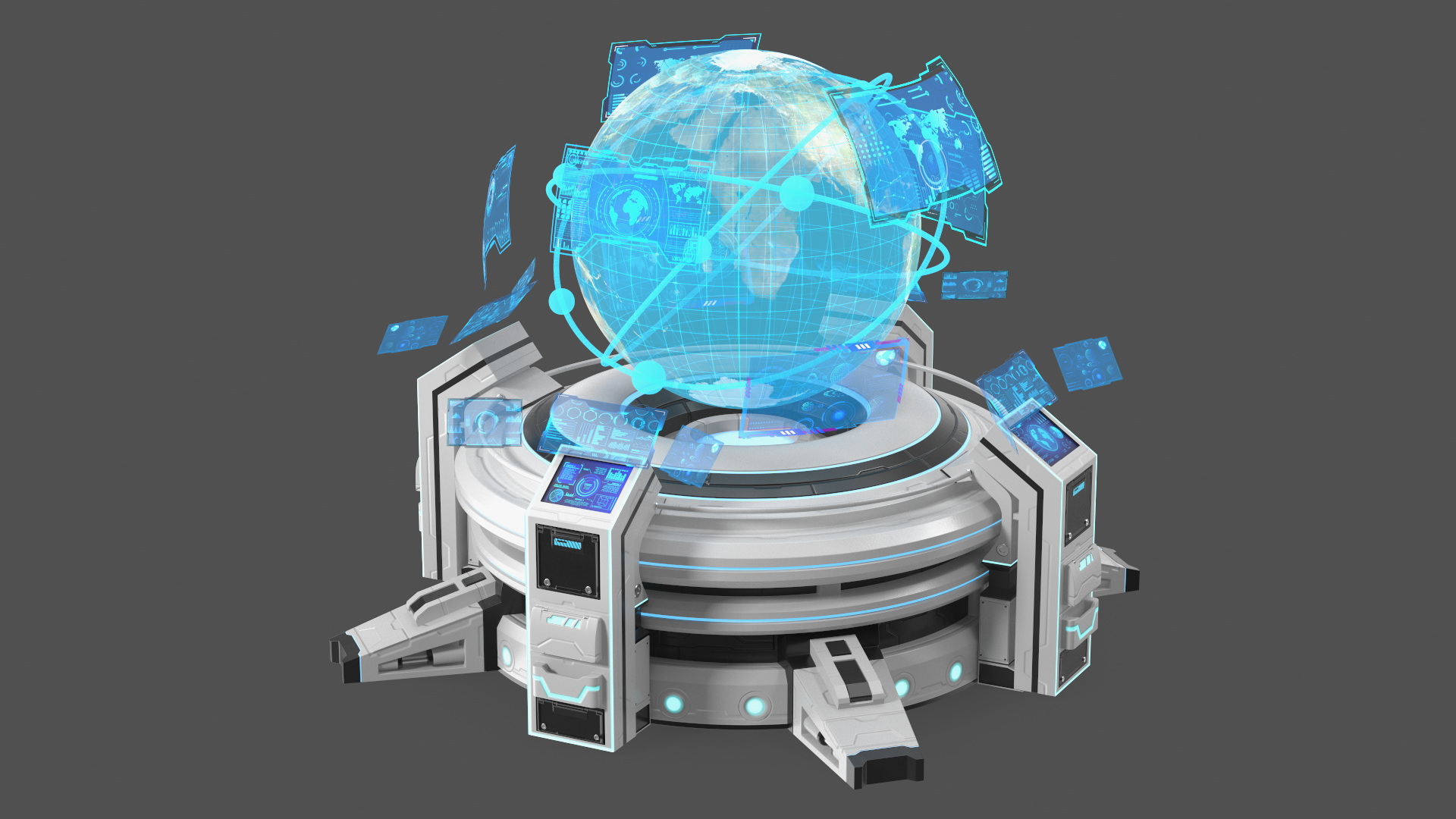 3D Futuristic Hologram Control Panel model