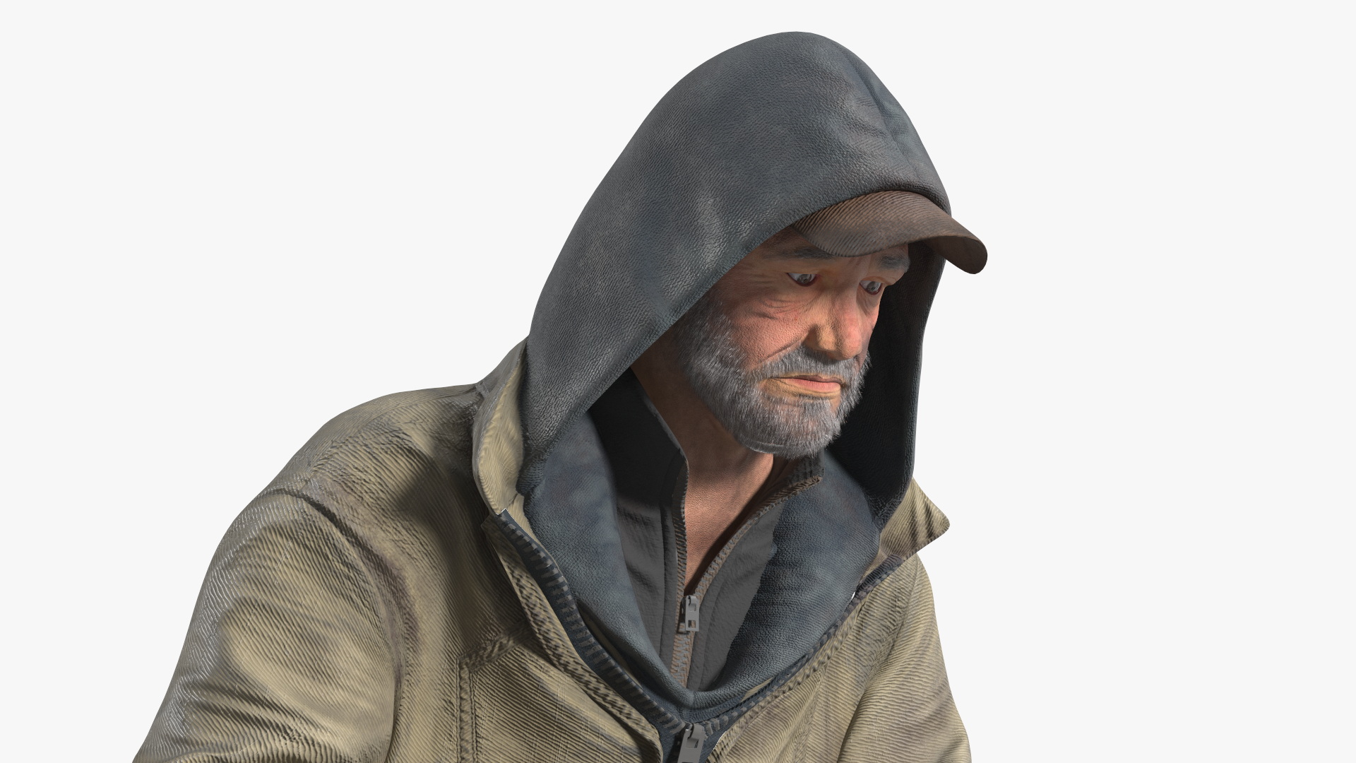 Homeless Man with a Sign and a Cup of Change 3D model
