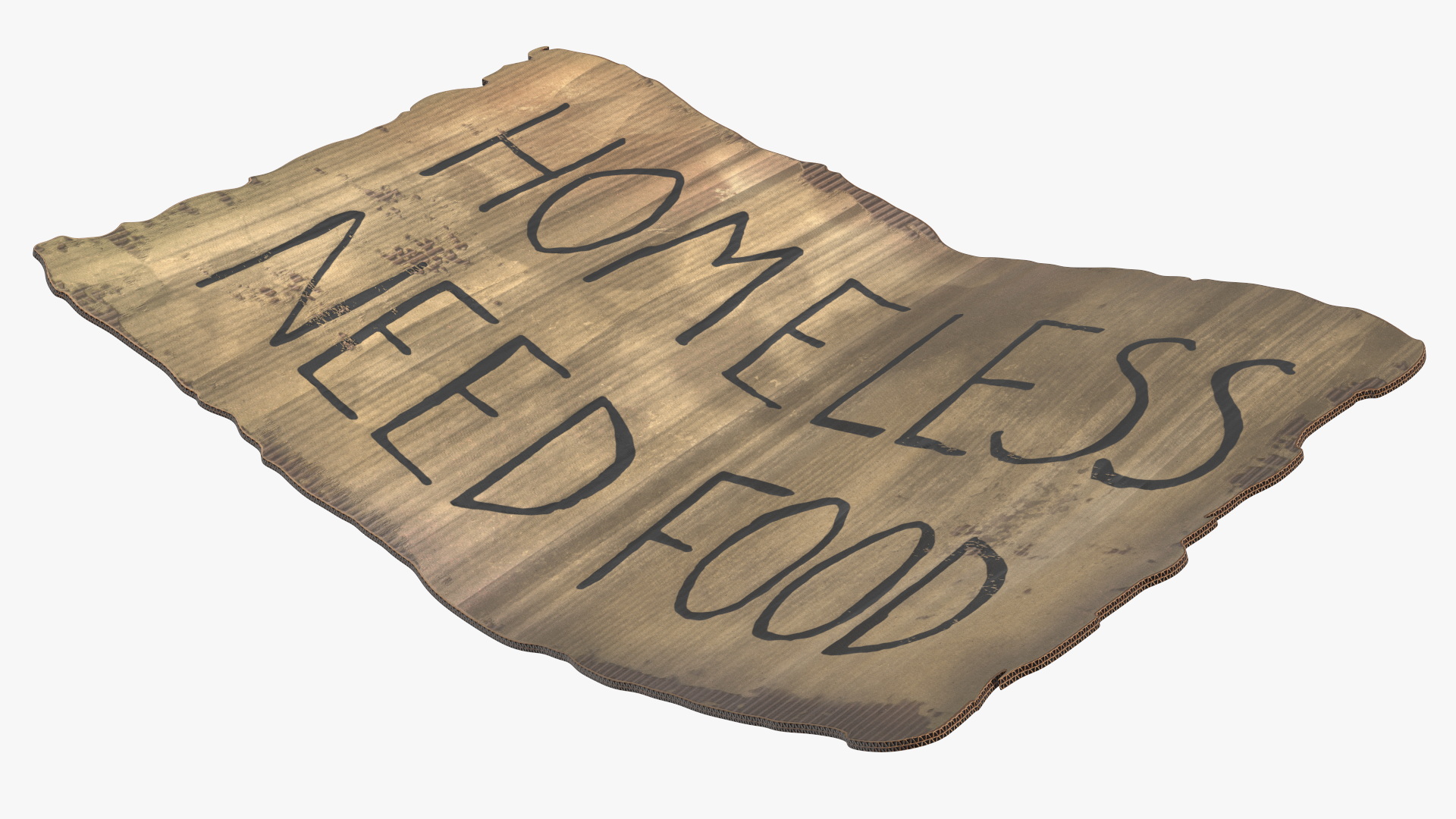 Homeless Man with a Sign and a Cup of Change 3D model