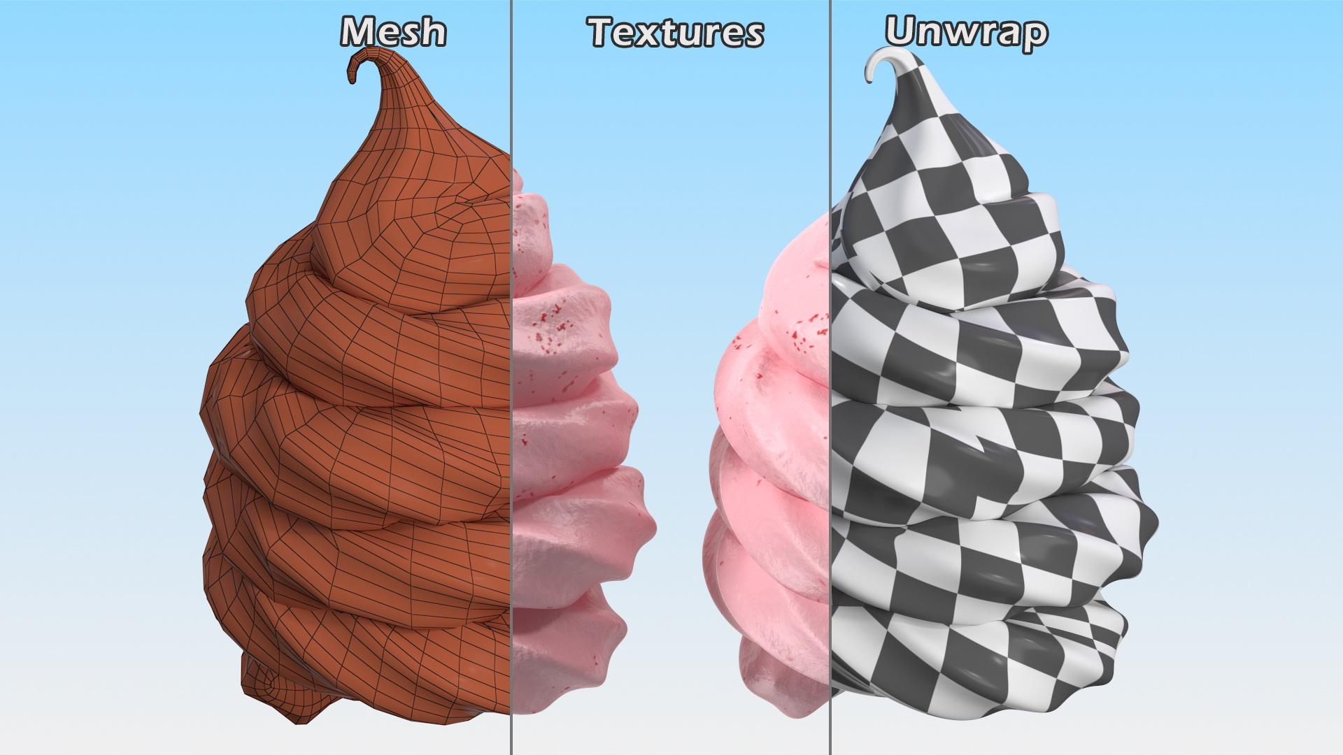 3D Ice Cream Pink Top model